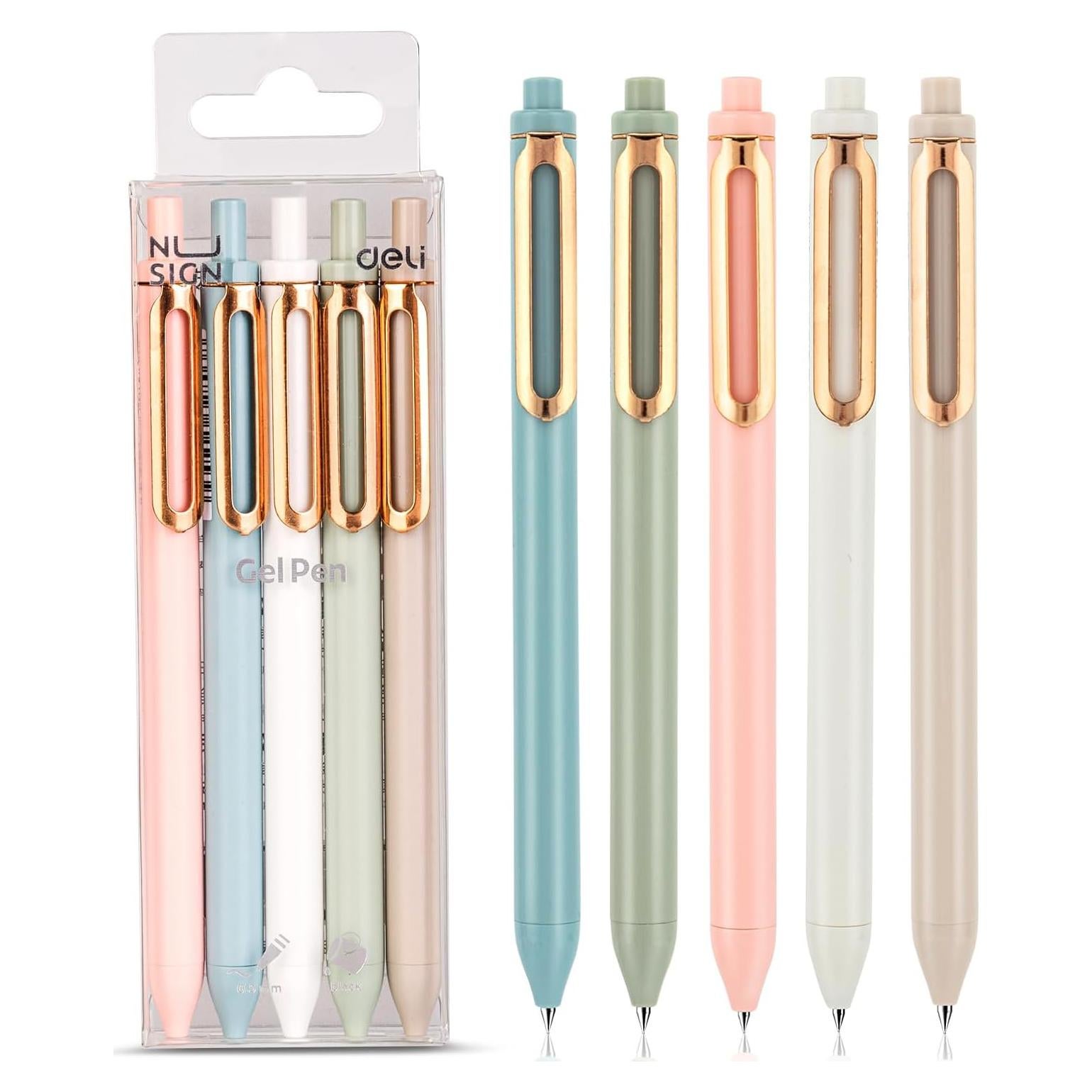 Bolígrafos de Gel NUSIGN 0.5mm Retráctil Tinta Negra 5 Pcs