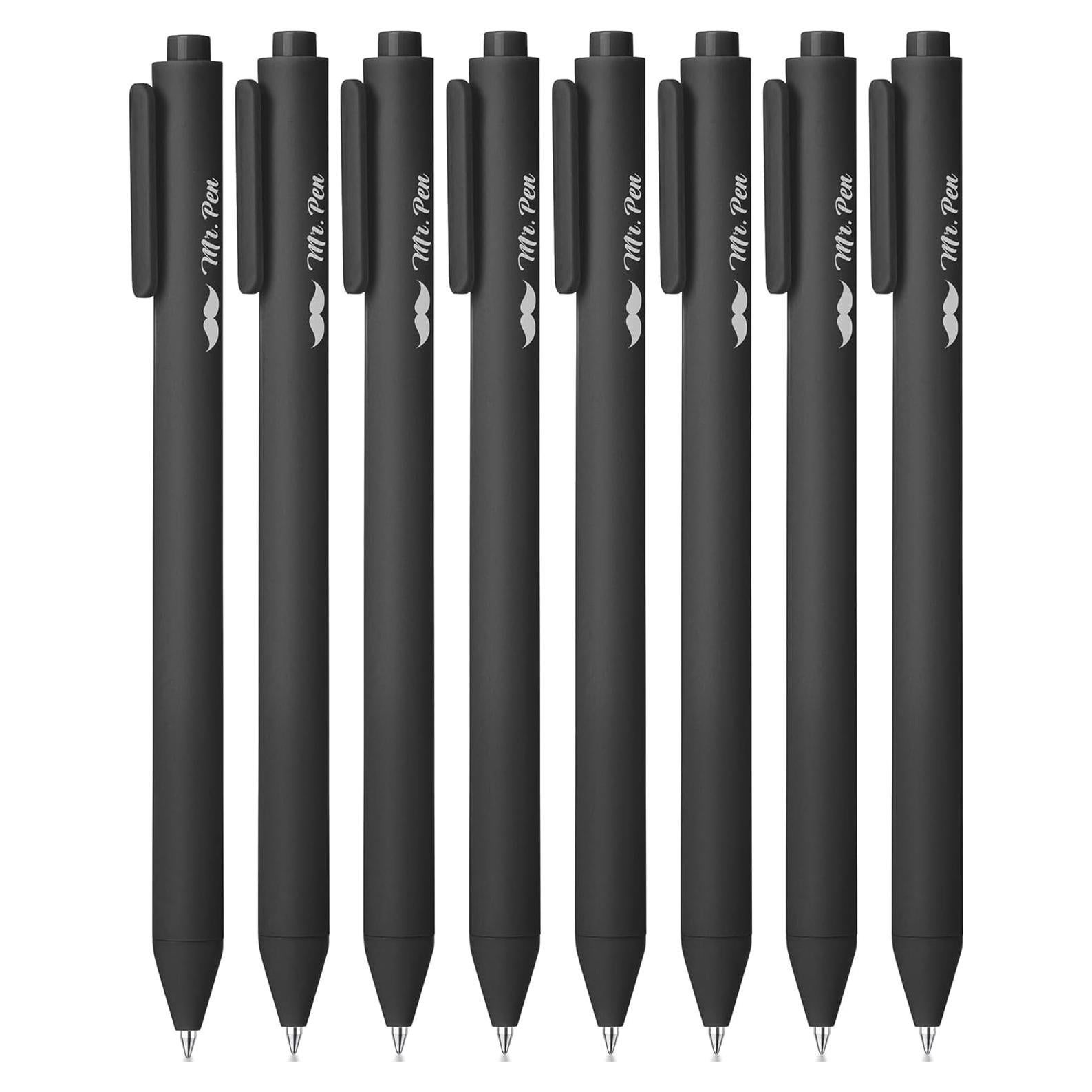 Bolígrafos de Gel Retráctiles Mr. Pen, Tinta Negra, 0.5mm, 8 Unidades