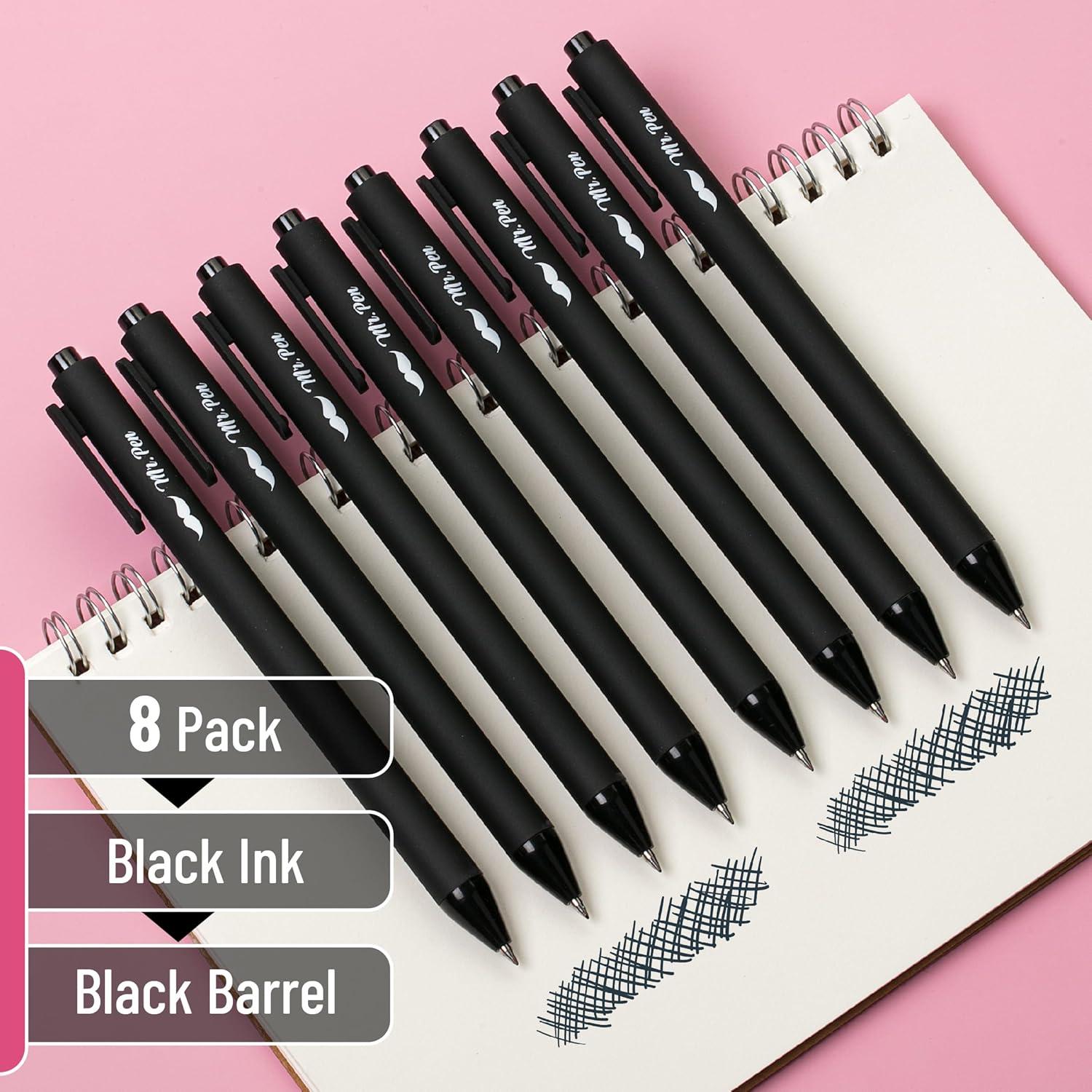 Bolígrafos de Gel Retráctiles Mr. Pen, Tinta Negra, 0.5mm, 8 Unidades