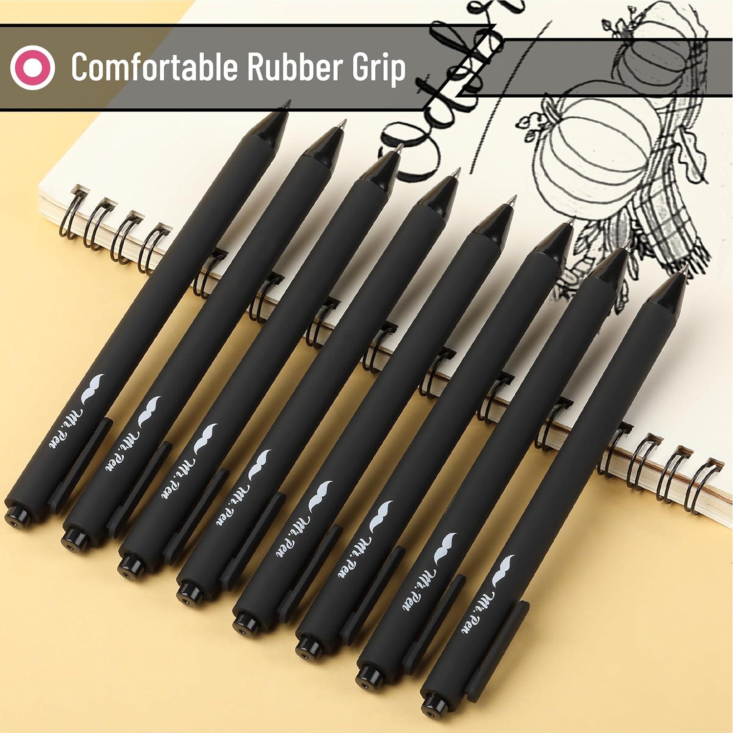 Bolígrafos de Gel Retráctiles Mr. Pen, Tinta Negra, 0.5mm, 8 Unidades