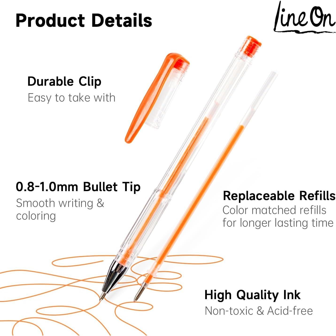 Set de 100 bolígrafos de gel Lineon con 50 colores y recargas