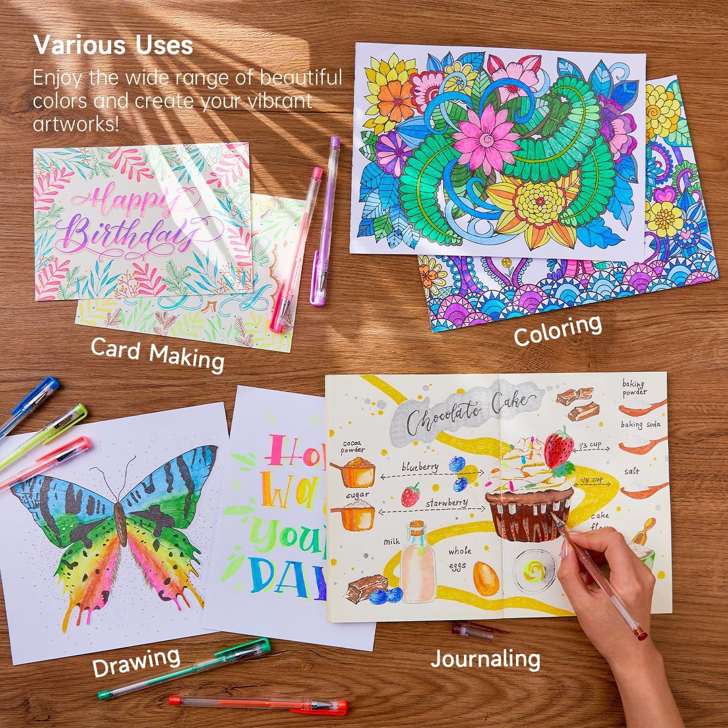 Set de 100 bolígrafos de gel Lineon con 50 colores y recargas