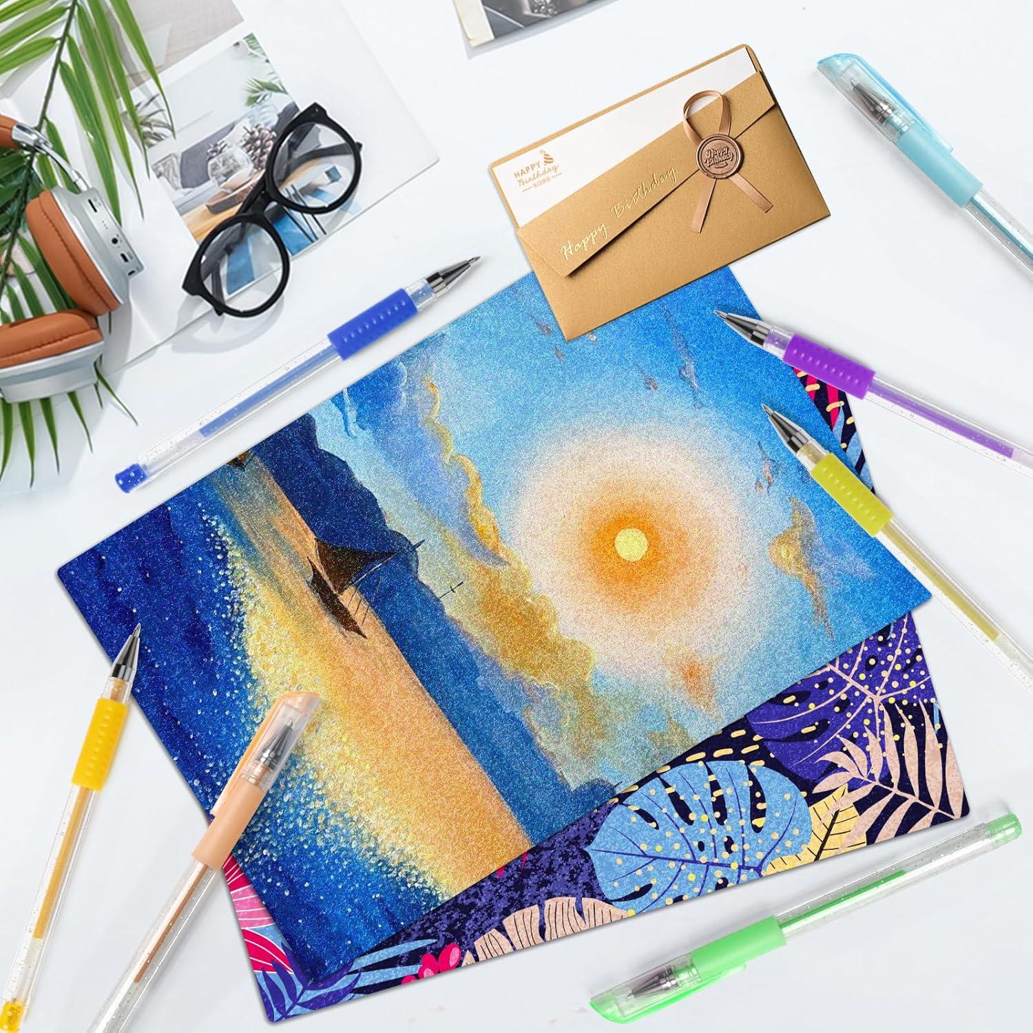 Set de 100 Bolígrafos de Gel Brillantes Aen Art con Estuche