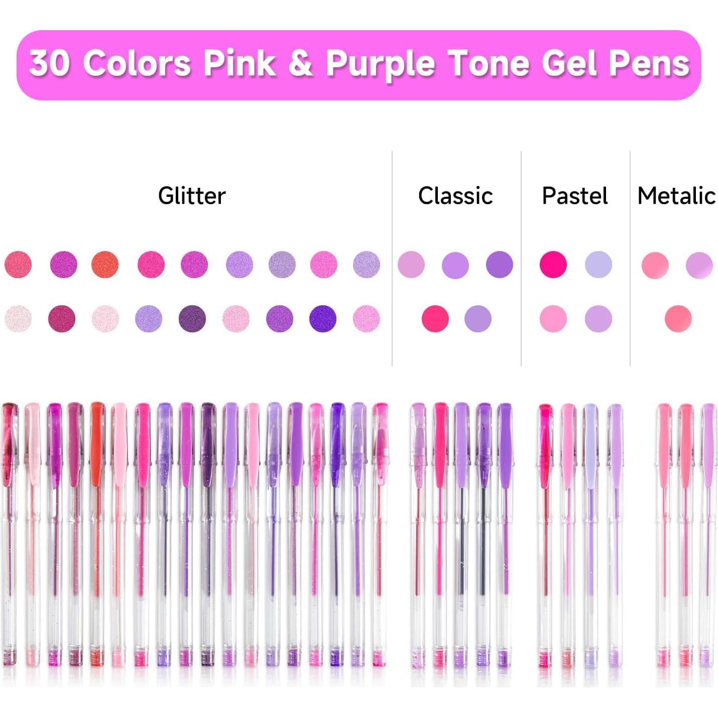 Bolígrafos de Gel Shuttle Art 60 Piezas Rosa Púrpura 1.0mm