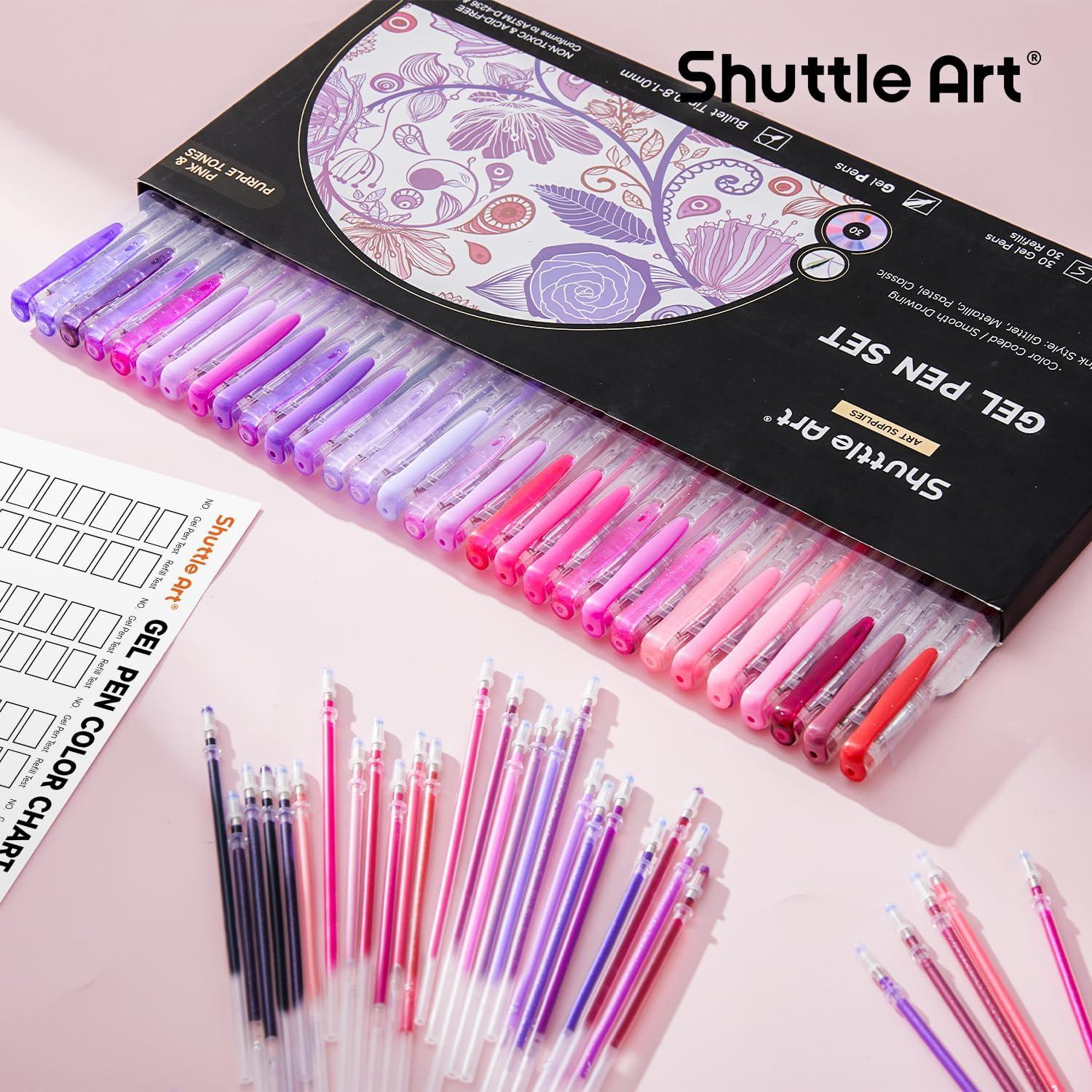 Bolígrafos de Gel Shuttle Art 60 Piezas Rosa Púrpura 1.0mm