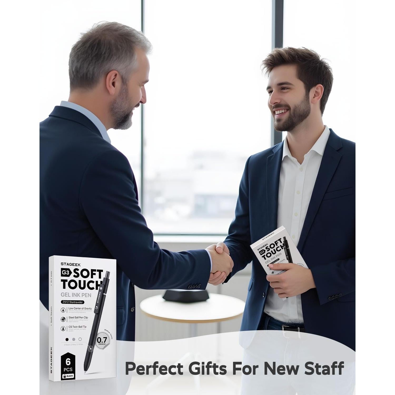 Bolígrafos de Gel STAGEEK 0.7mm Negros 6 Piezas con Recargas