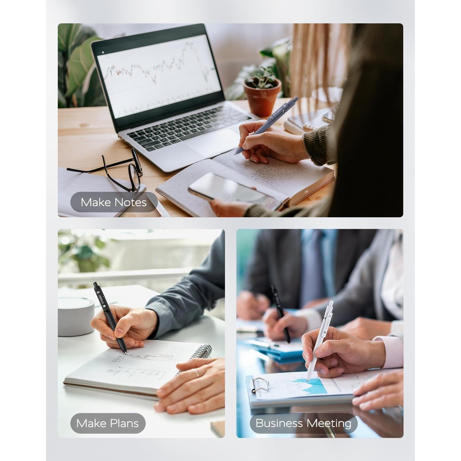 Bolígrafos de Gel STAGEEK 0.7mm Negros 6 Piezas con Recargas