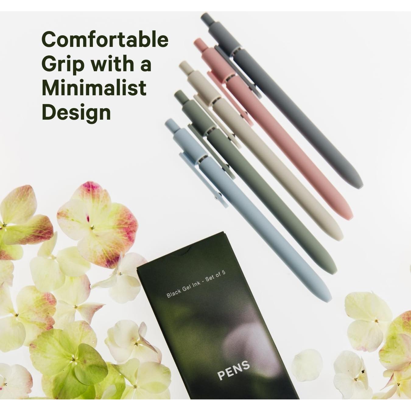 Bolígrafos Pastel Alabaster Co. - Tinta Negra Suave, 5 Pzas