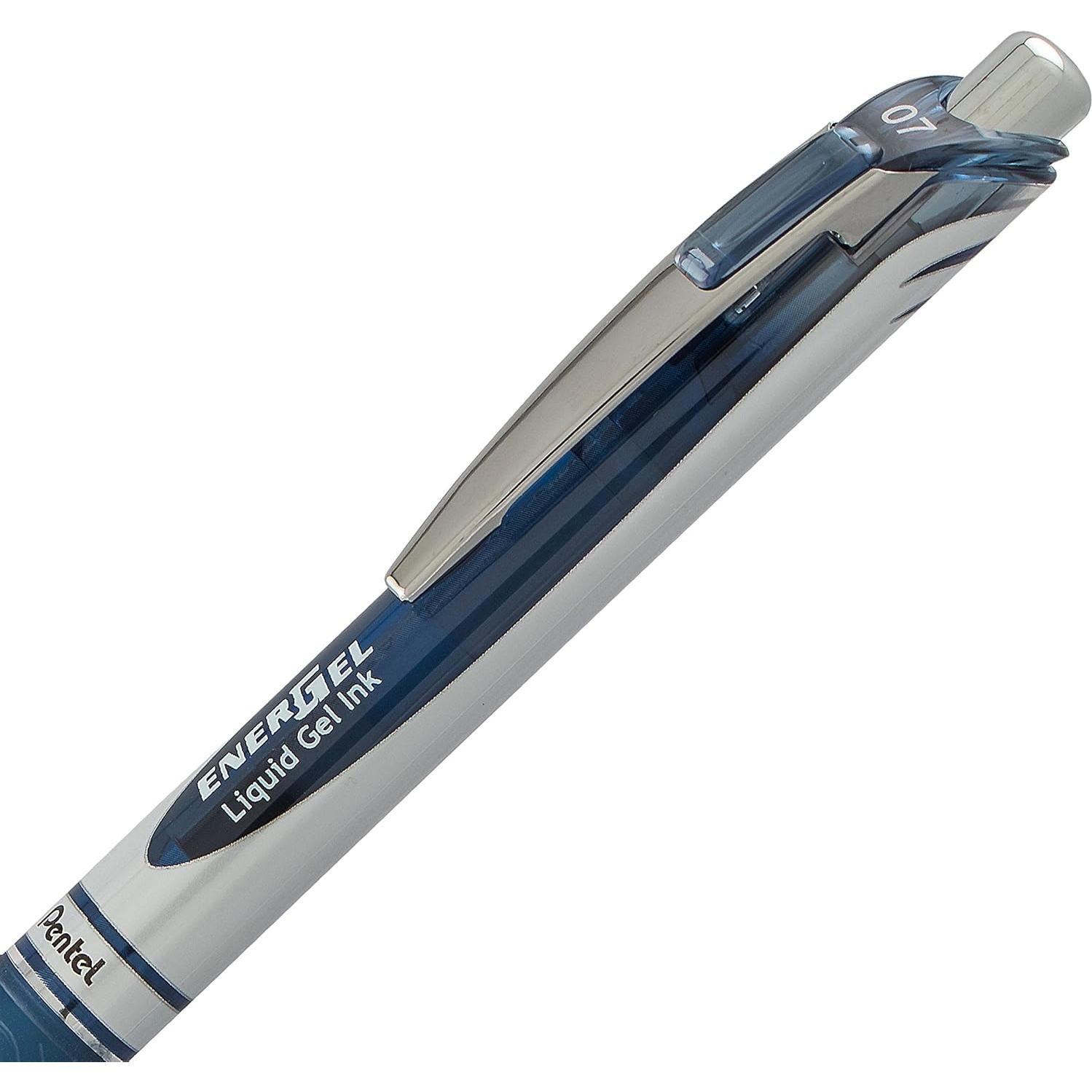 Pentel EnerGel RTX Retractable Liquid Gel Pen, (0.7mm) Metal Tip, Medium Line, Navy Blue Ink 2-Pk (BL77BP2CA)