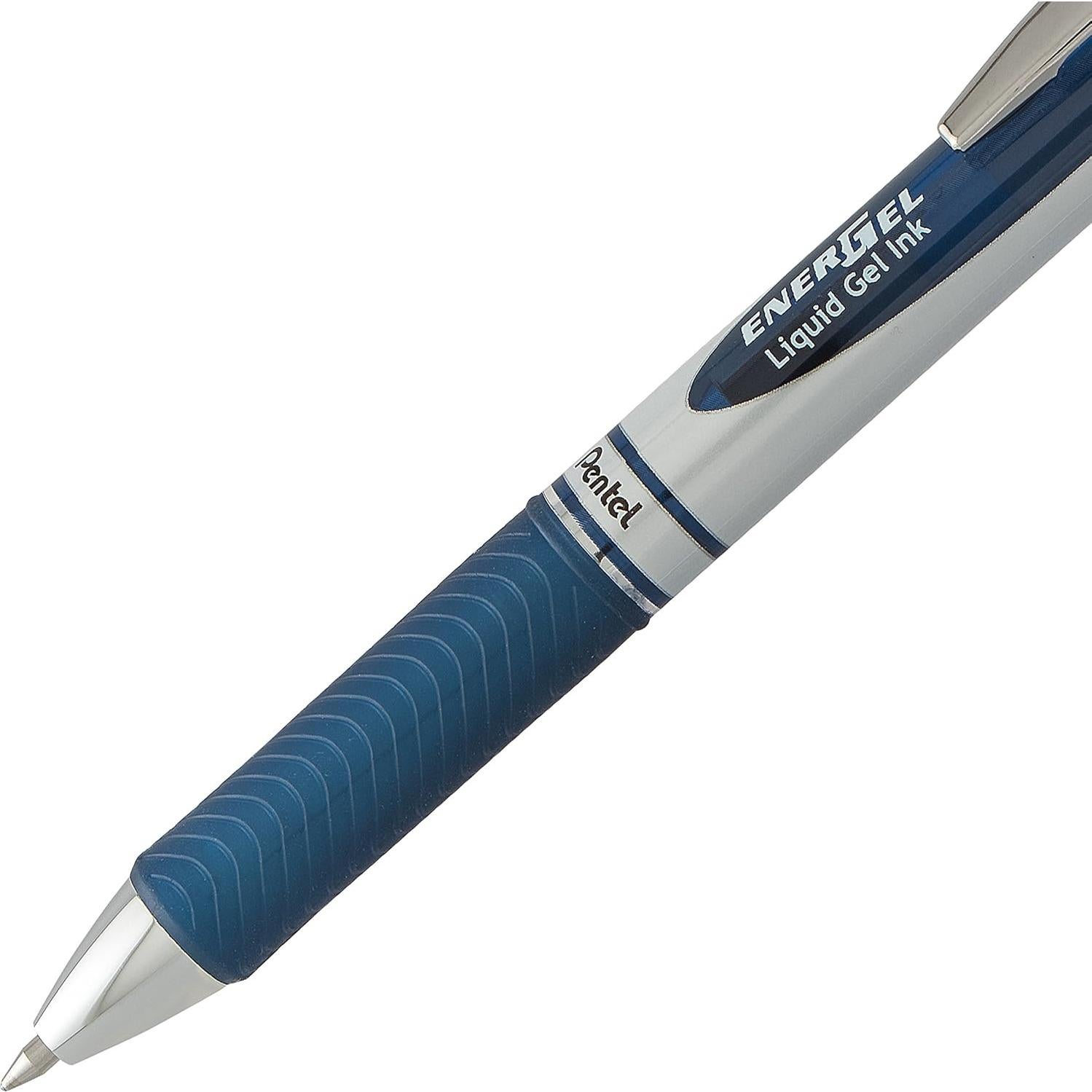 Pentel EnerGel RTX Retractable Liquid Gel Pen, (0.7mm) Metal Tip, Medium Line, Navy Blue Ink 2-Pk (BL77BP2CA)