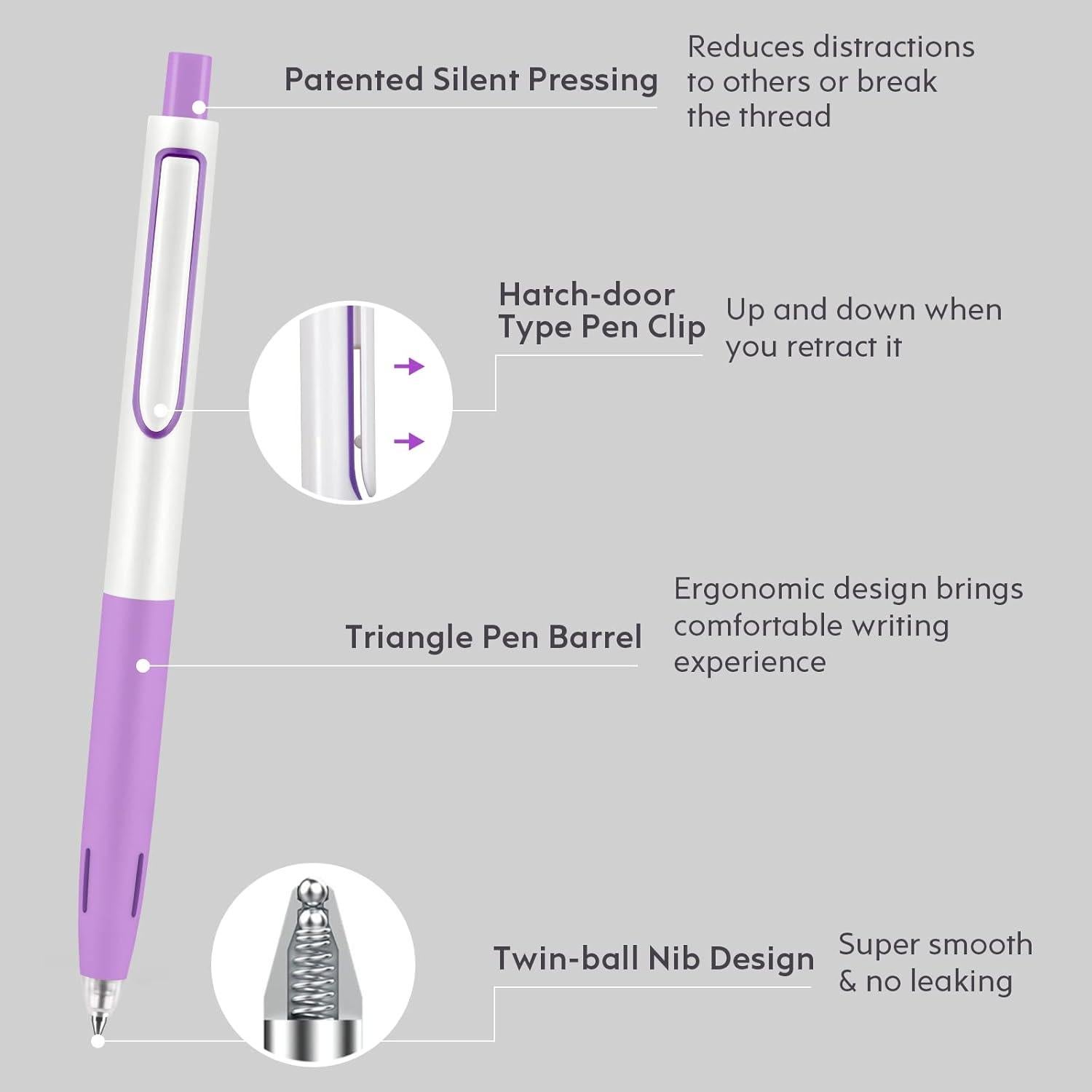 Bolígrafos de Gel Retráctiles WRITECH Multicolor 0.5mm Set 8ct