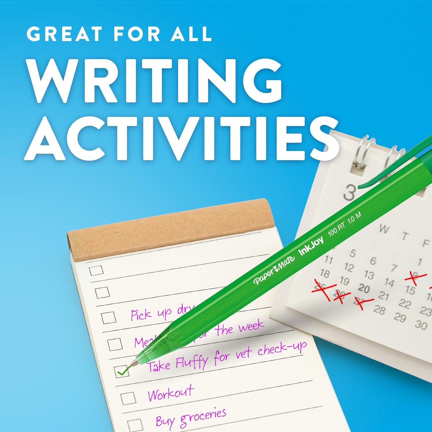 Bolígrafos retráctiles Paper Mate InkJoy 100RT, 20 colores