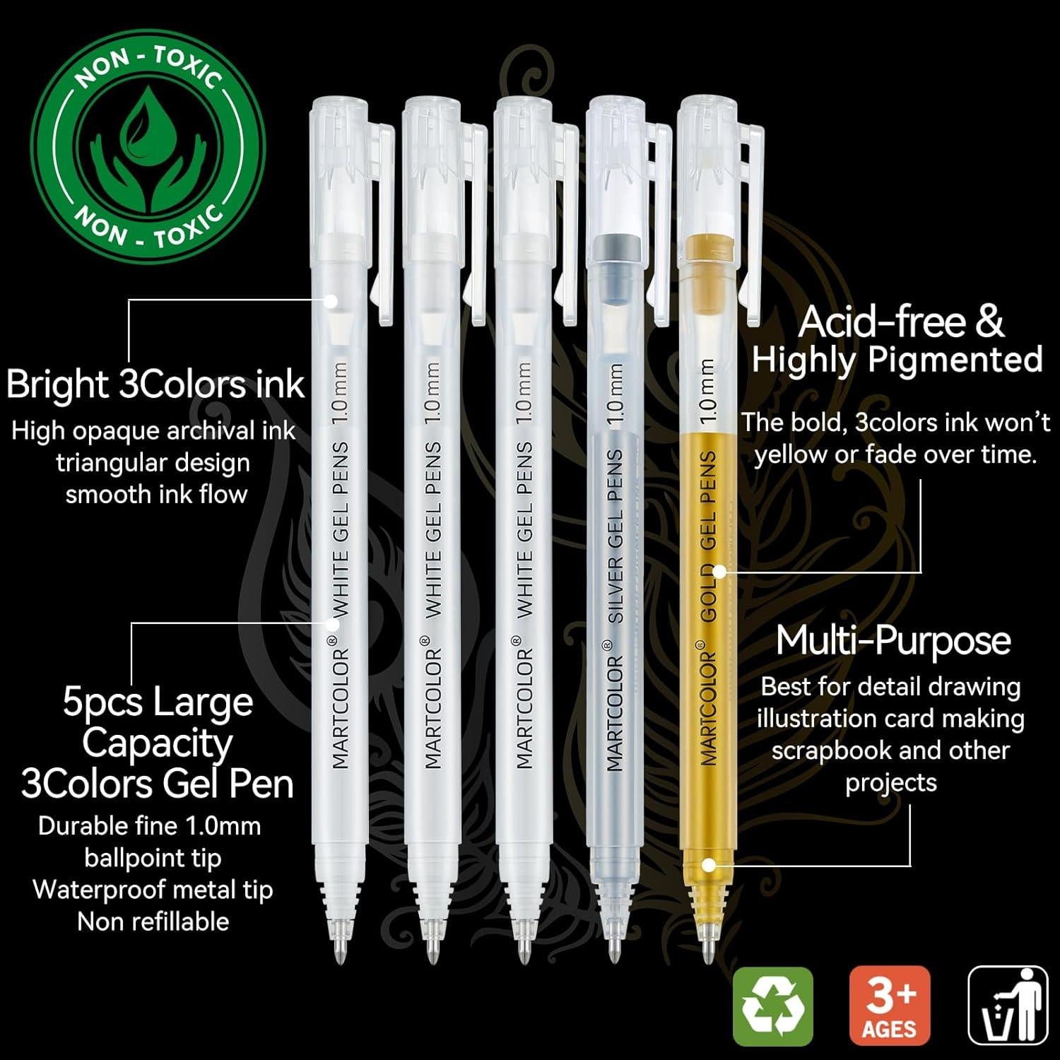 Bolígrafos de Gel MARTCOLOR Multicolor Punta Fina 1mm - Paquete de 5