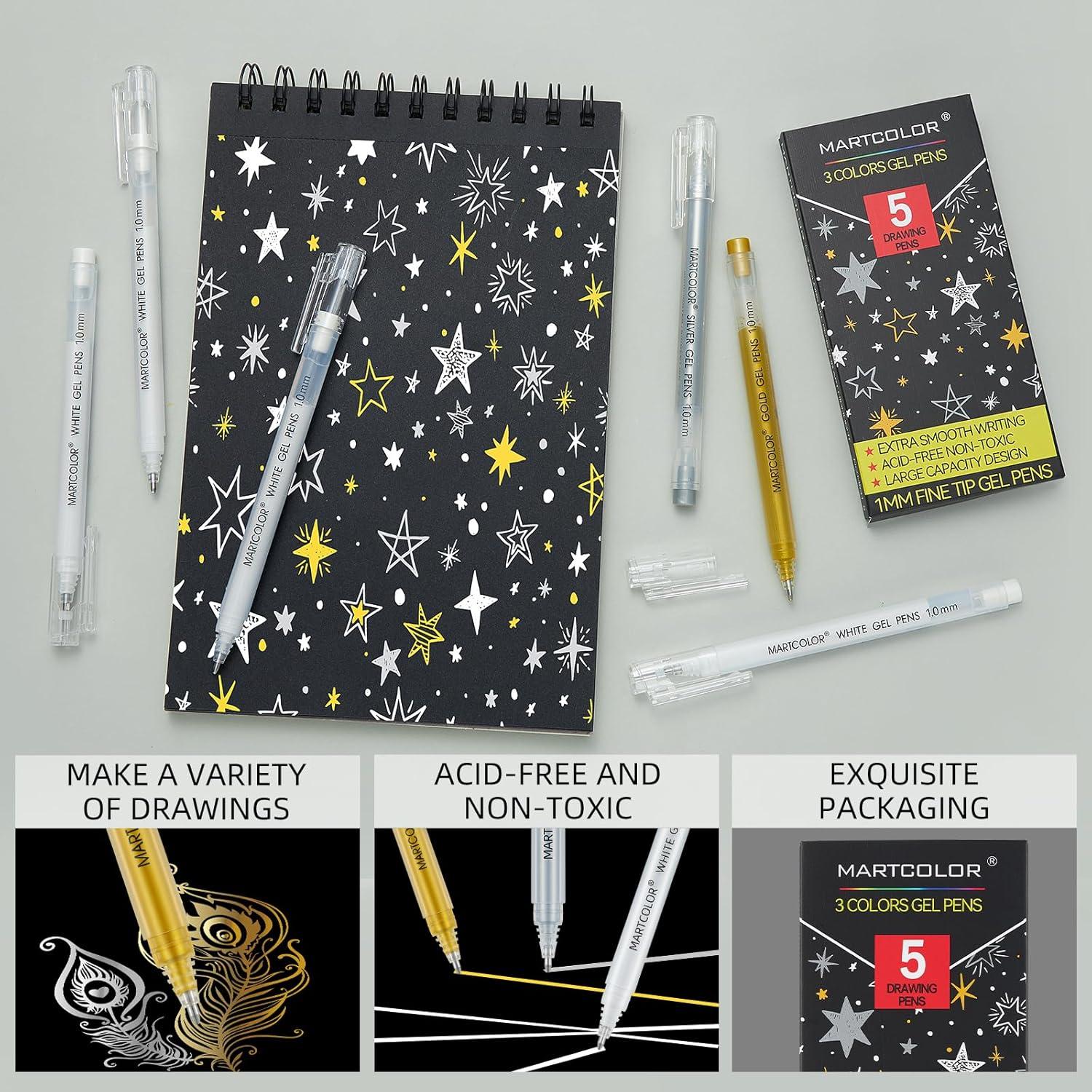 Bolígrafos de Gel MARTCOLOR Multicolor Punta Fina 1mm - Paquete de 5