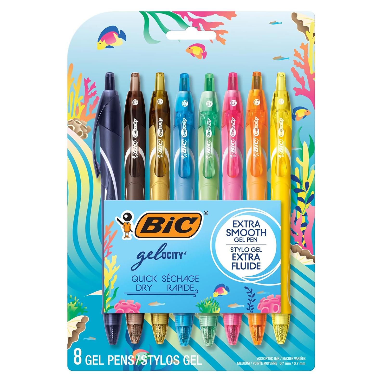 Set de 8 Bolígrafos de Gel BIC Gelocity Quick Dry 0.7mm