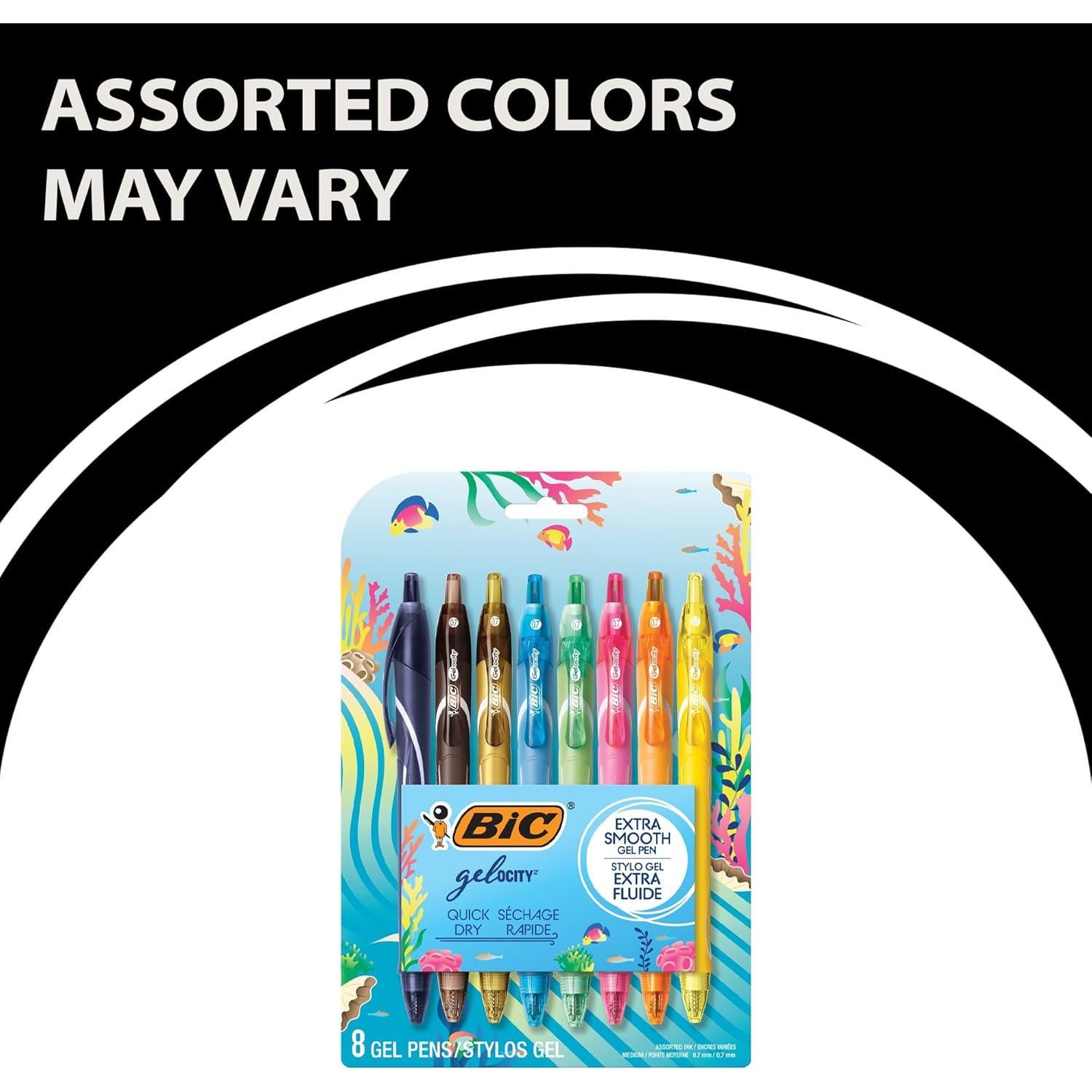 Set de 8 Bolígrafos de Gel BIC Gelocity Quick Dry 0.7mm