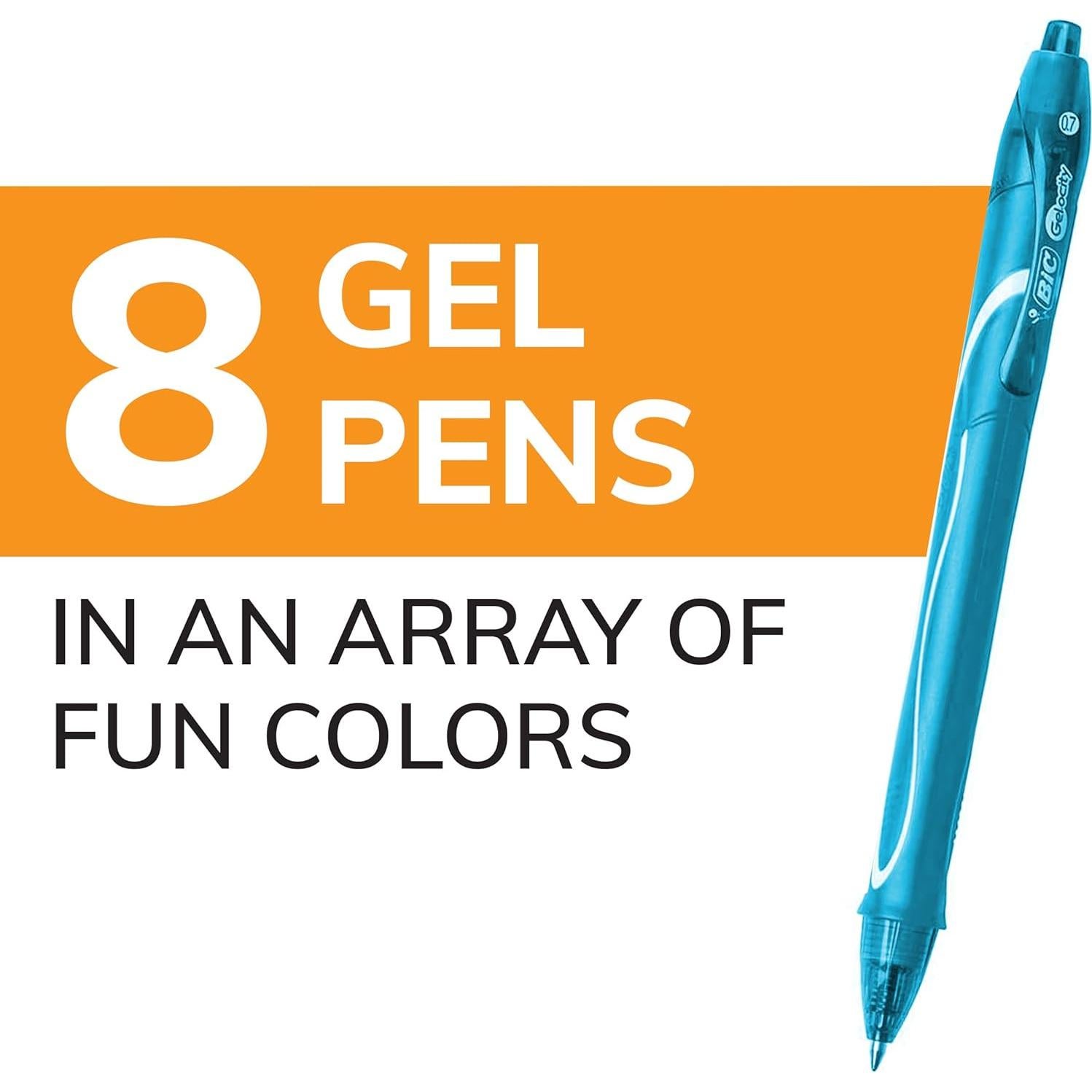 Set de 8 Bolígrafos de Gel BIC Gelocity Quick Dry 0.7mm