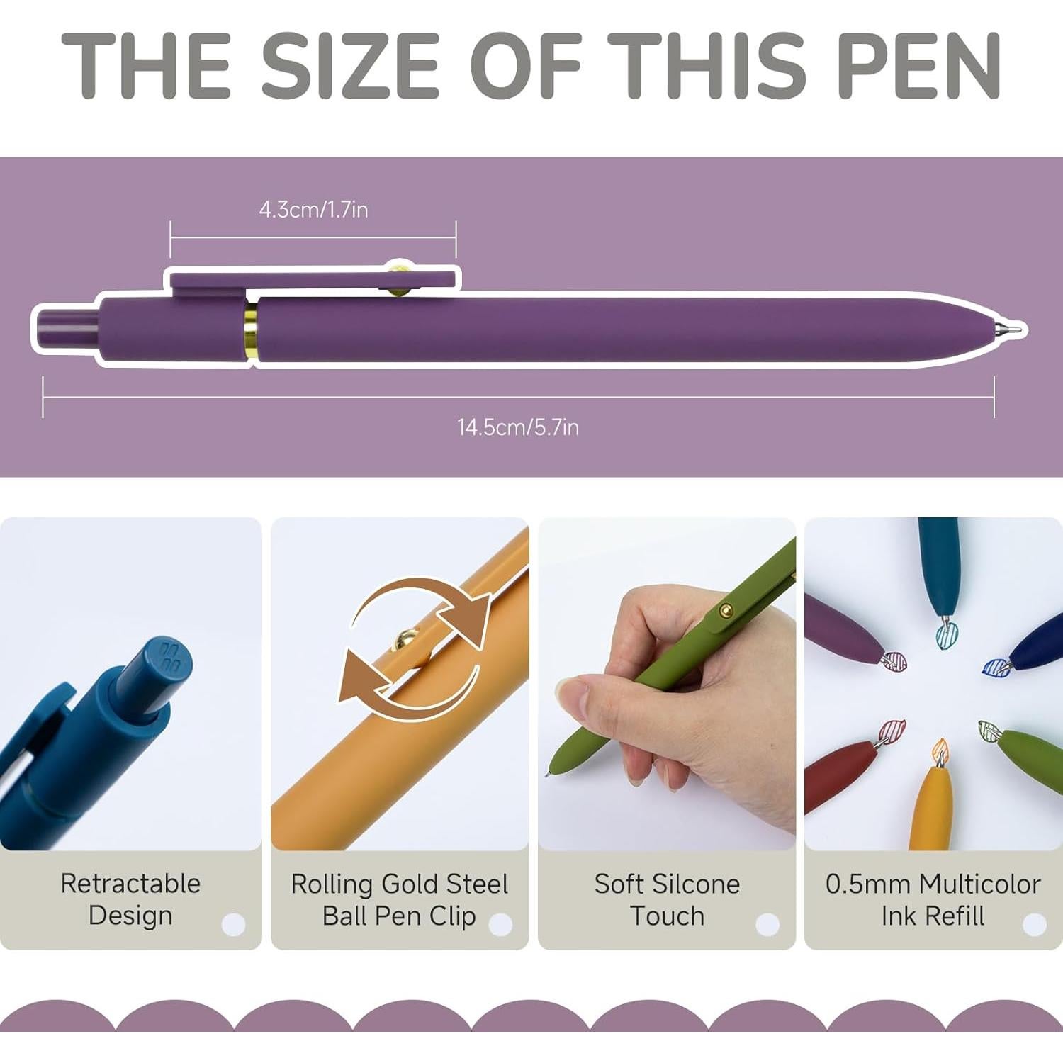 Set de 6 Bolígrafos de Gel YOXMJDB 0.5mm Punta Fina Multicolor