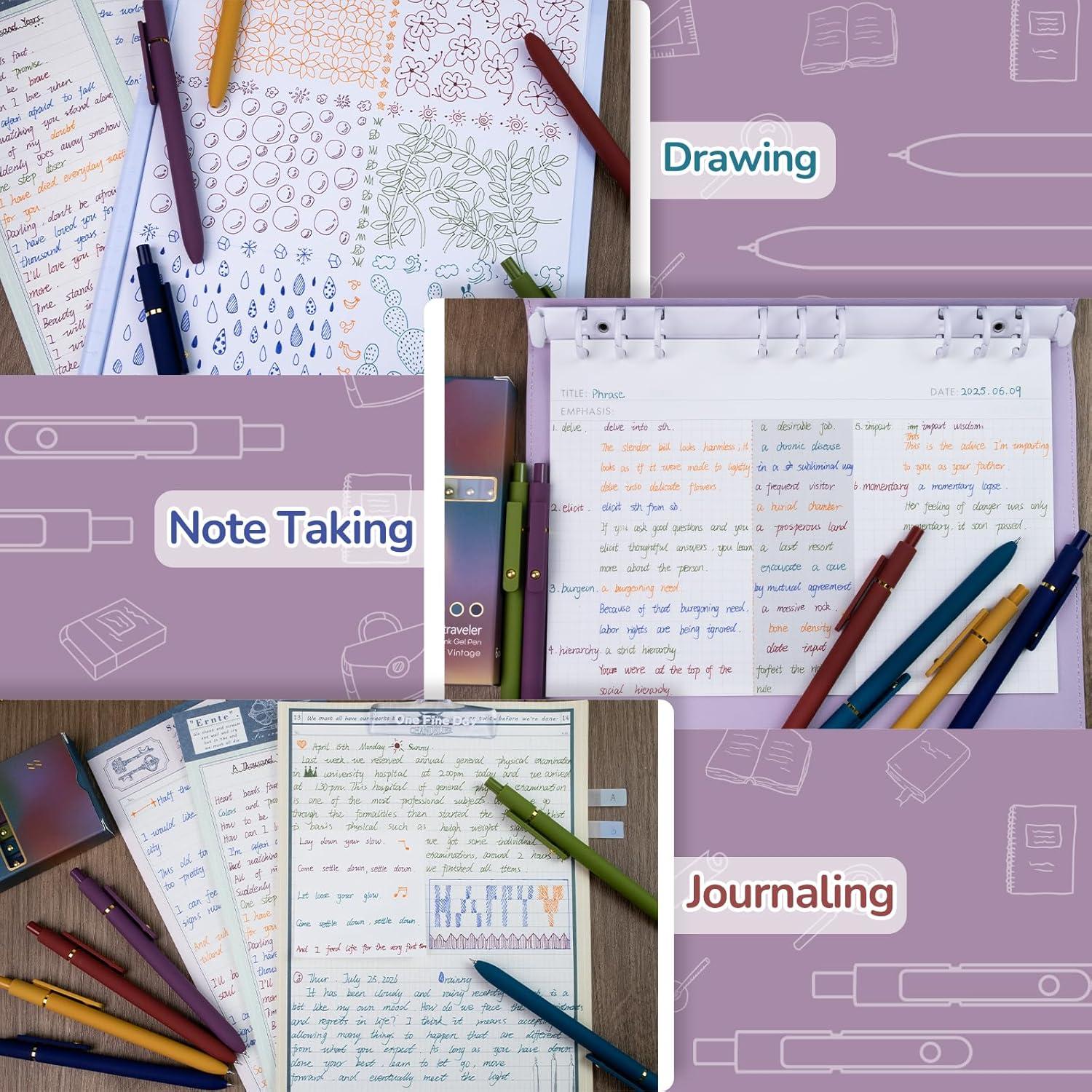 Set de 6 Bolígrafos de Gel YOXMJDB 0.5mm Punta Fina Multicolor