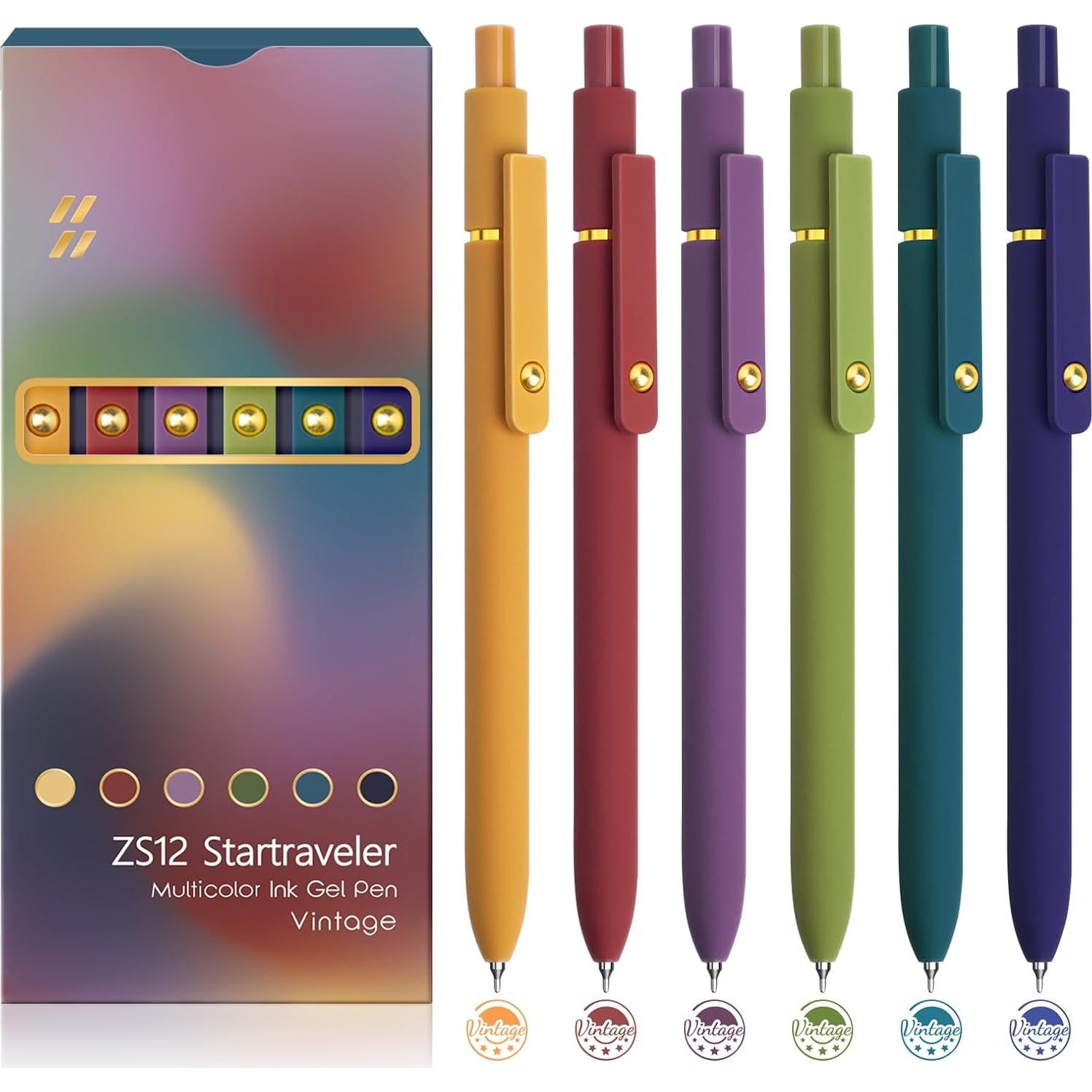 Set de 6 Bolígrafos de Gel YOXMJDB 0.5mm Punta Fina Multicolor