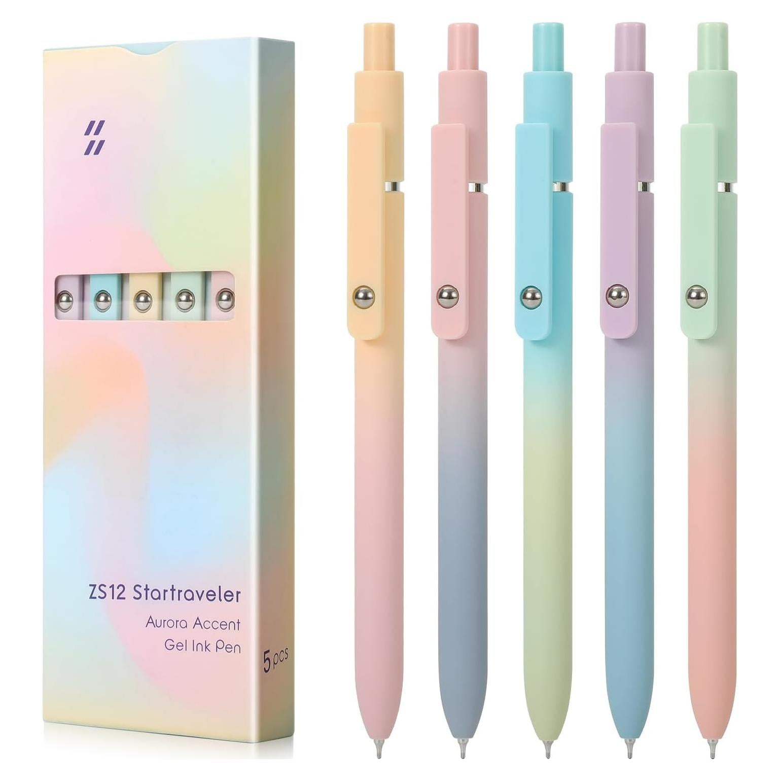 Bolígrafos de Gel FIOVER 5pcs Tinta Negra Punta Media 0.7mm