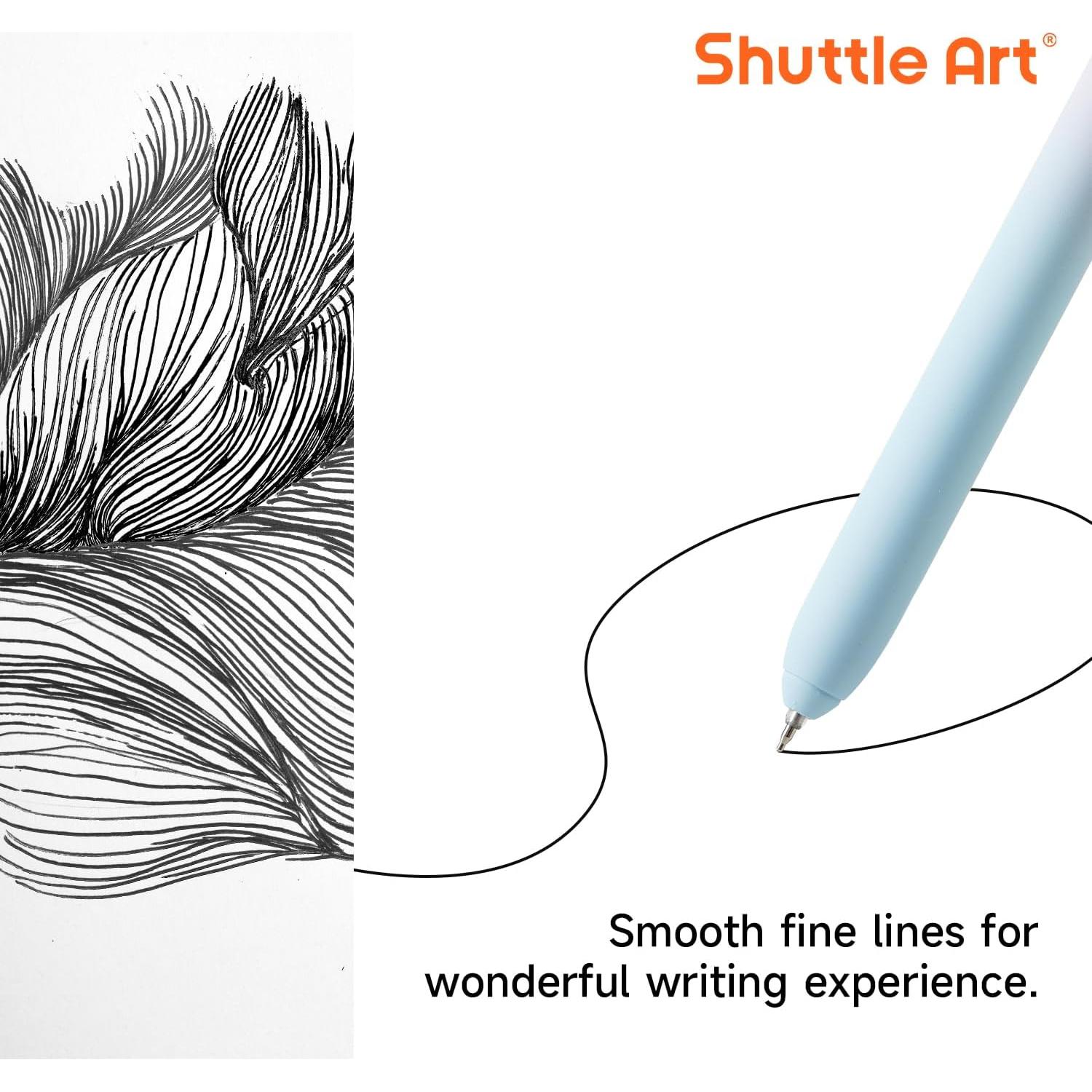 Bolígrafos de Gel Retráctiles Shuttle Art 15 Piezas Tinta Negra 0.5mm