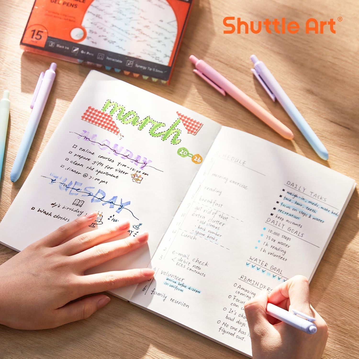 Bolígrafos de Gel Retráctiles Shuttle Art 15 Piezas Tinta Negra 0.5mm