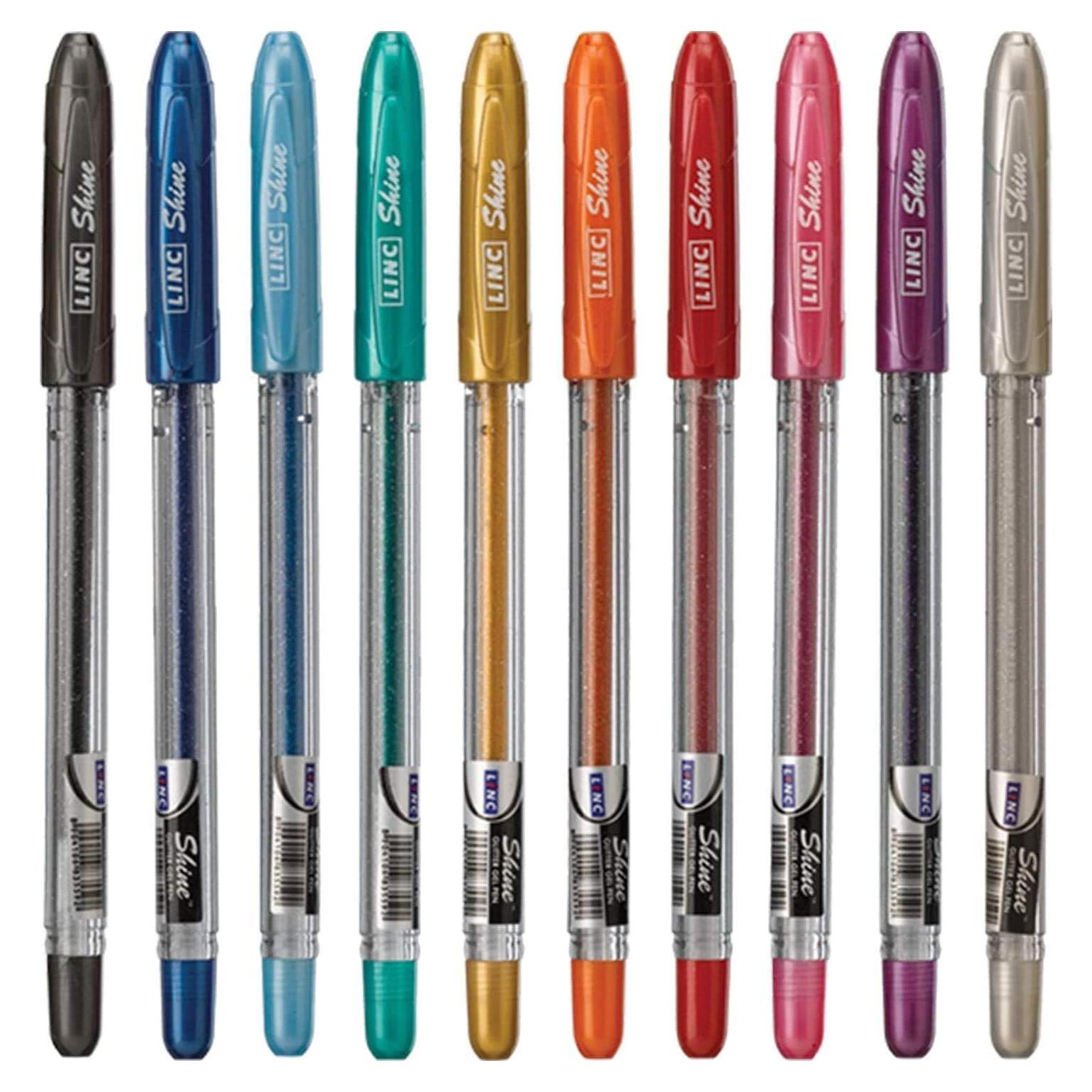 Bolígrafo de Gel Brillante LINC 10 Colores Tinta 1.0mm