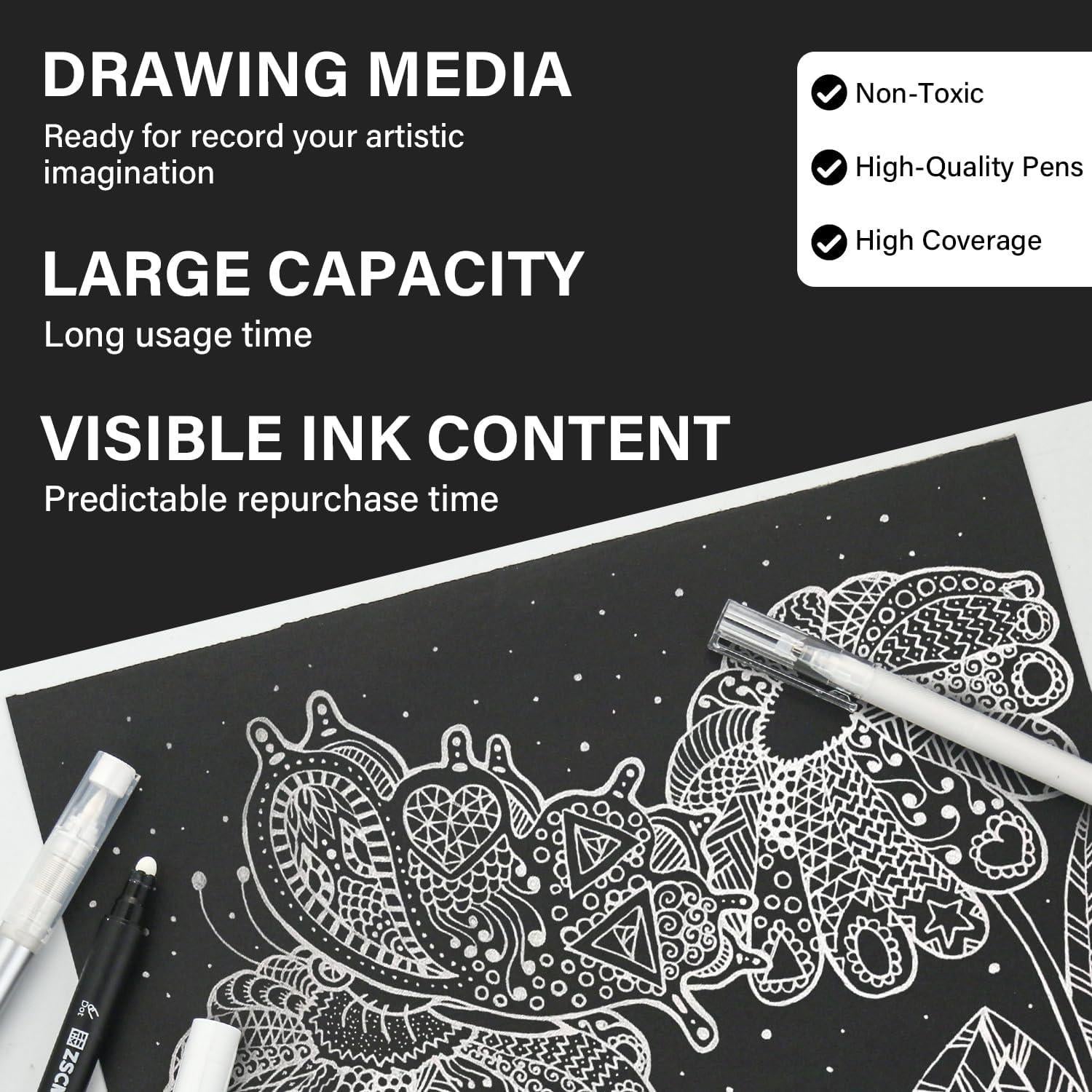 Set de 5 Bolígrafos de Tinta Acrílica Blanca ZSCM - Punta Fina