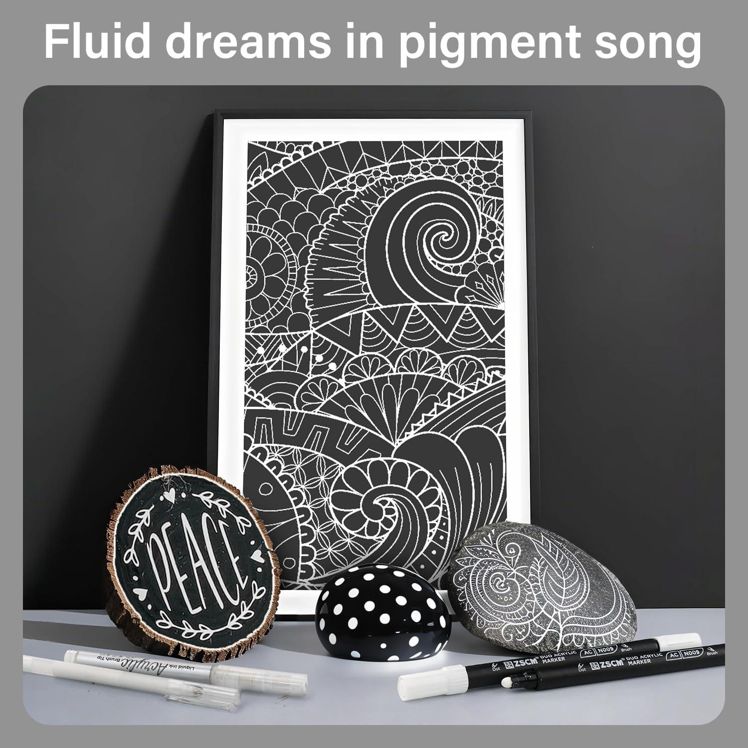 Set de 5 Bolígrafos de Tinta Acrílica Blanca ZSCM - Punta Fina