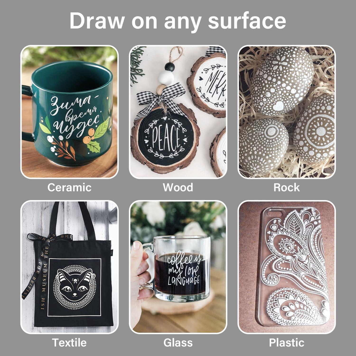 Set de 5 Bolígrafos de Tinta Acrílica Blanca ZSCM - Punta Fina