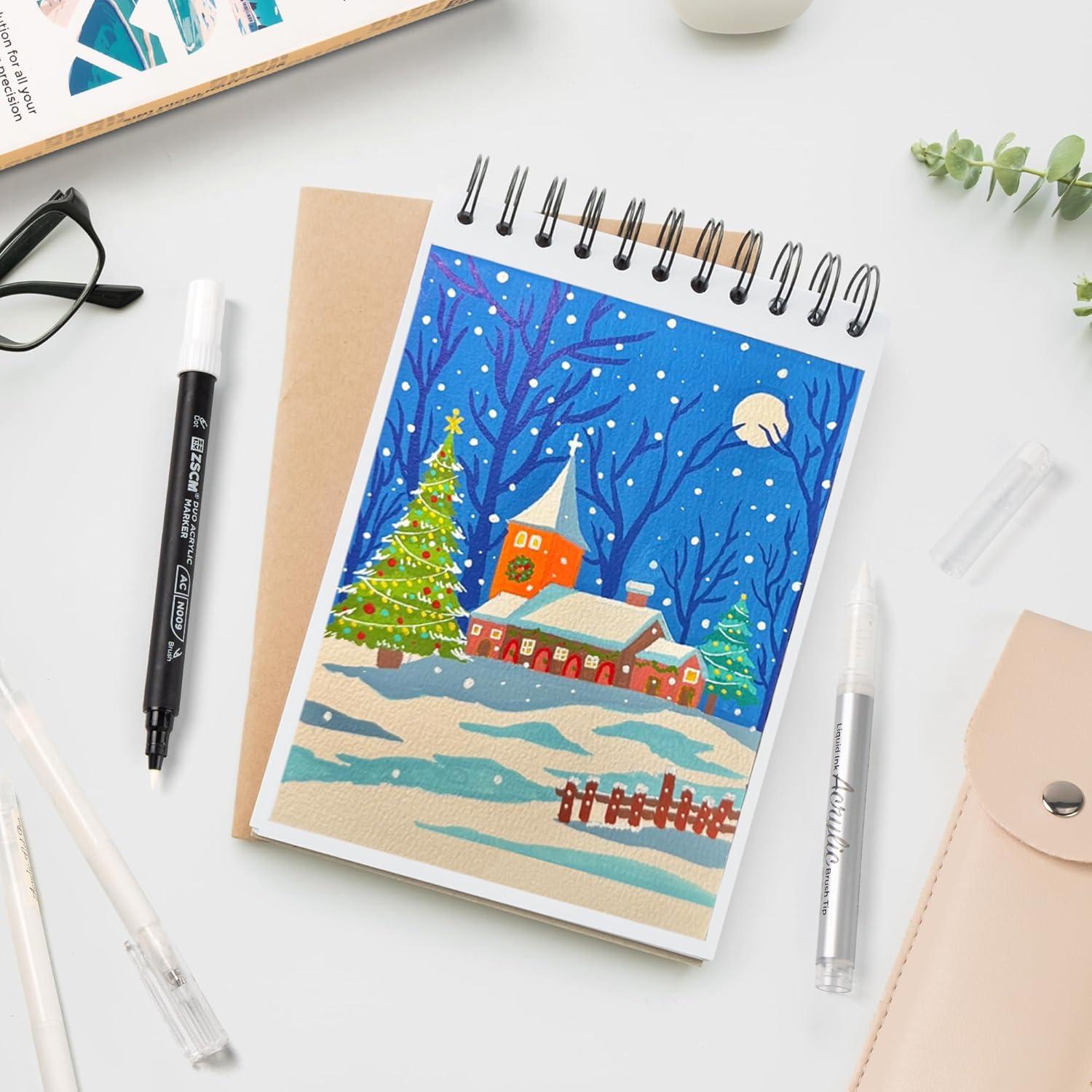 Set de 5 Bolígrafos de Tinta Acrílica Blanca ZSCM - Punta Fina