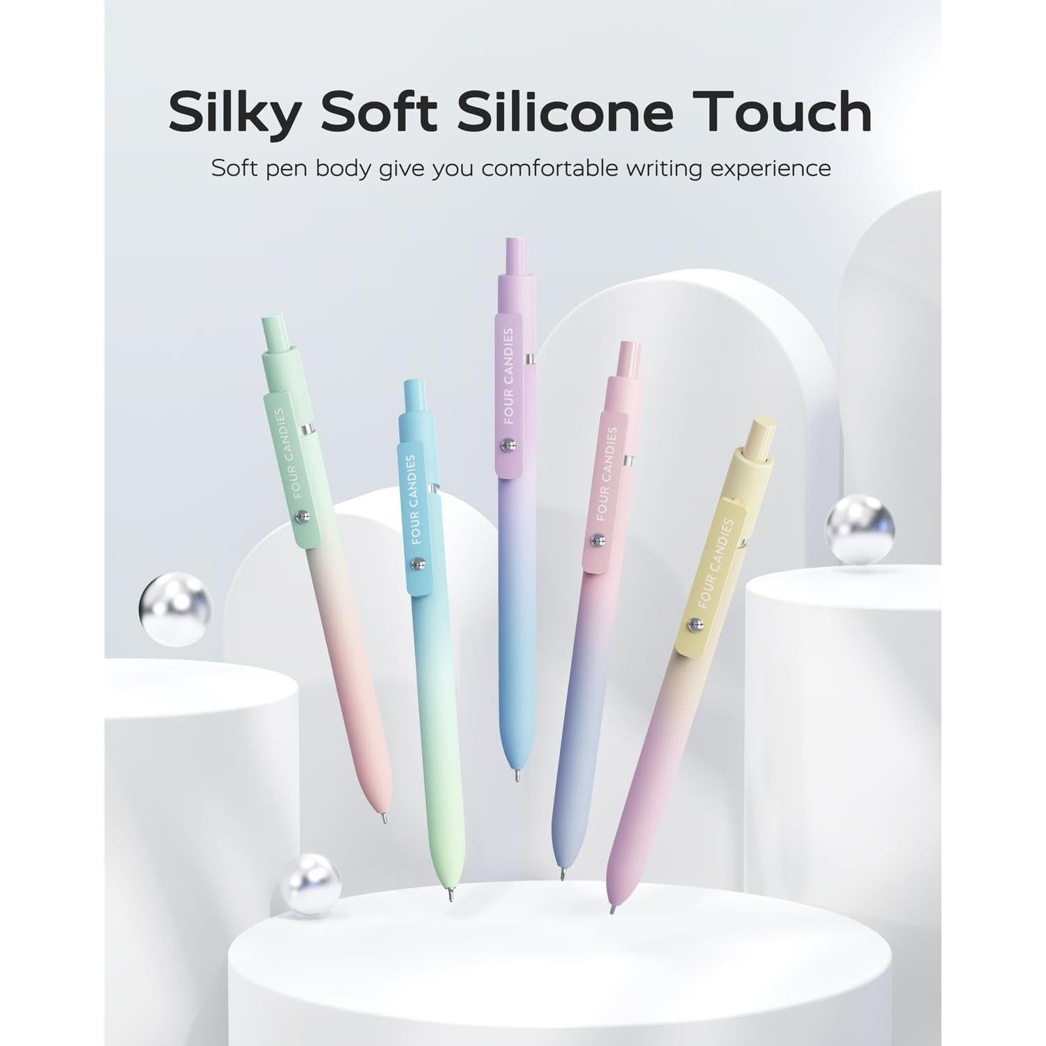 Bolígrafos Gel Cuatro Caramelos 5 Pcs 0.7mm Tinta Negra