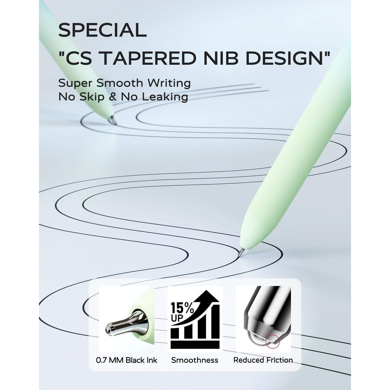 Bolígrafos Gel Cuatro Caramelos 5 Pcs 0.7mm Tinta Negra