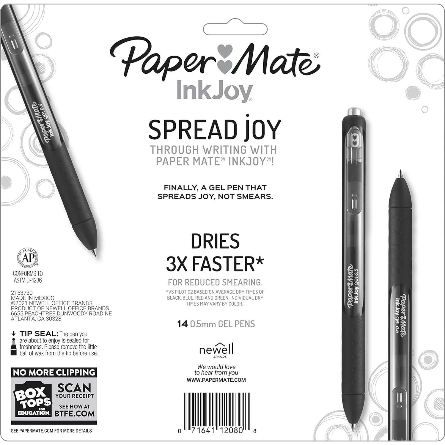 Bolígrafos de Gel Paper Mate InkJoy 14 Colores Punta Fina 0.5mm