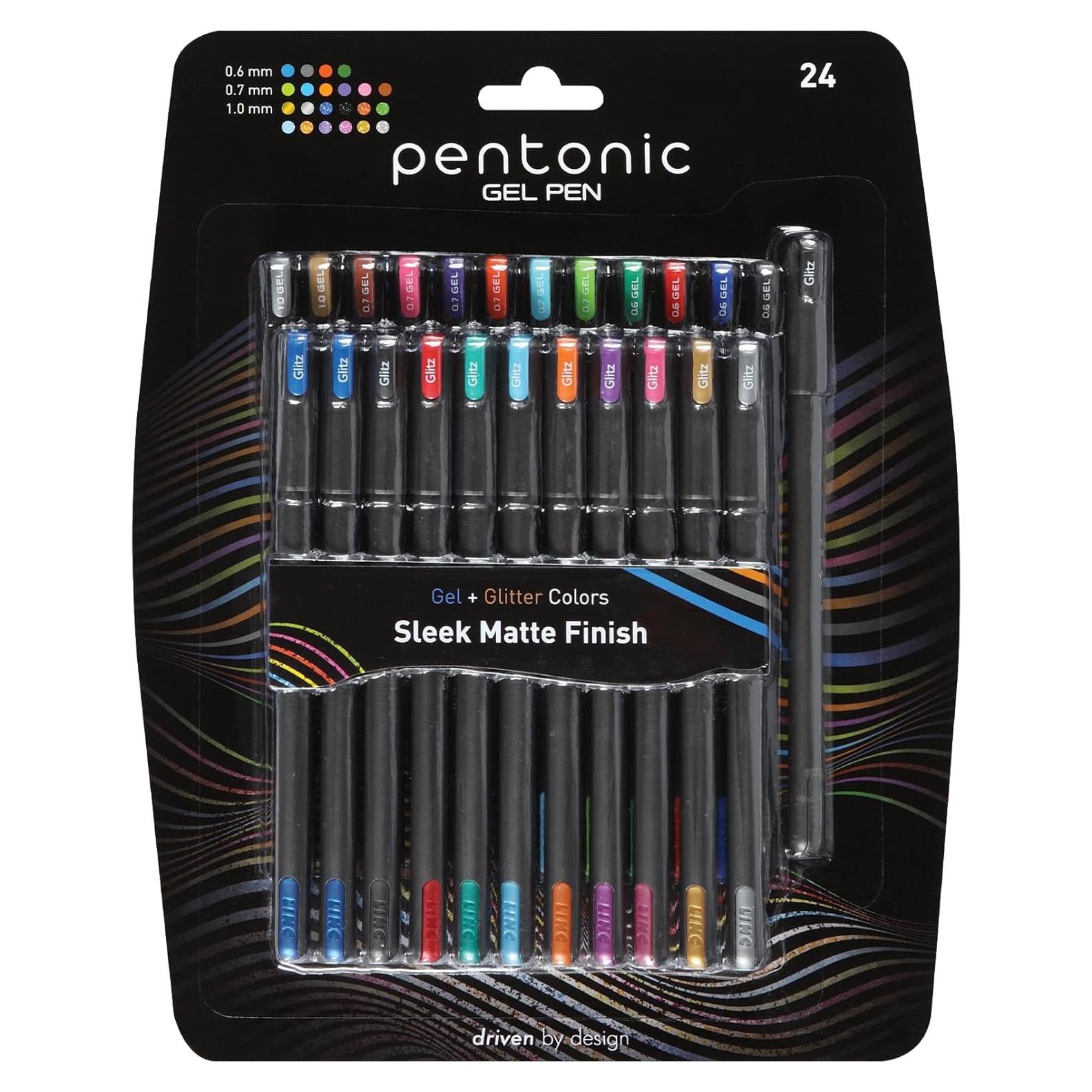 Bolígrafos de Gel Pentonic 24 Colores, Punta Fina y Media