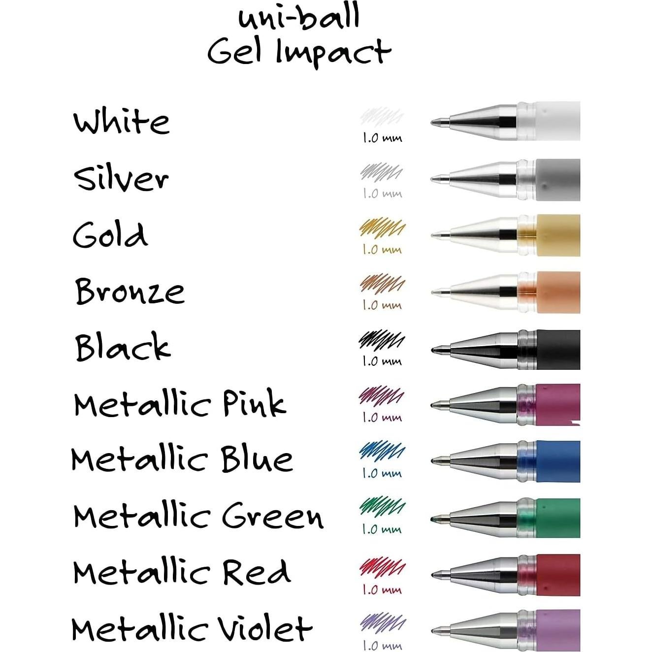 Bolígrafo de Gel Uniball Impact Bold 1mm Multicolor 3 Unidades