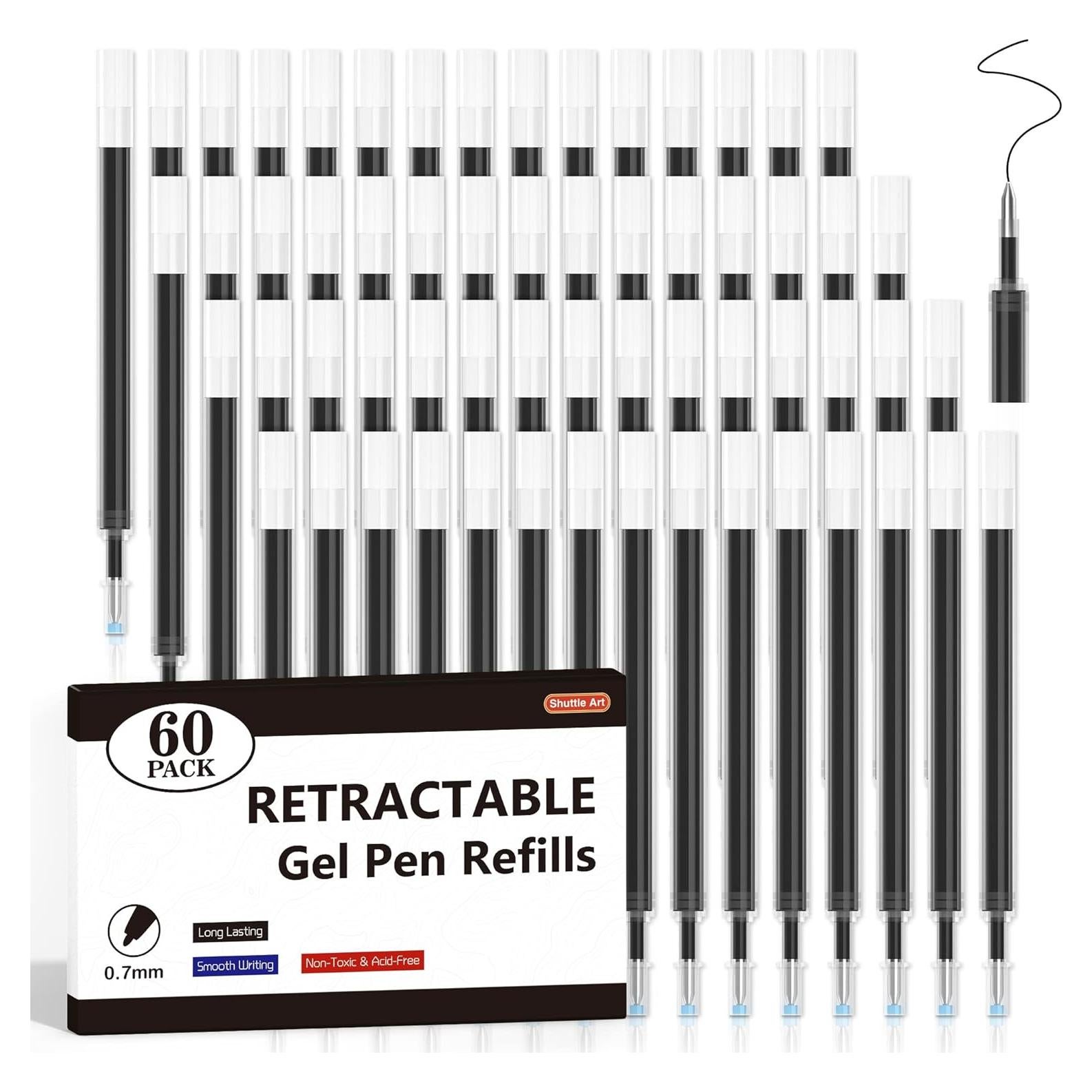 Recargas de bolígrafo de gel Shuttle Art 60 unidades 0.7mm negro
