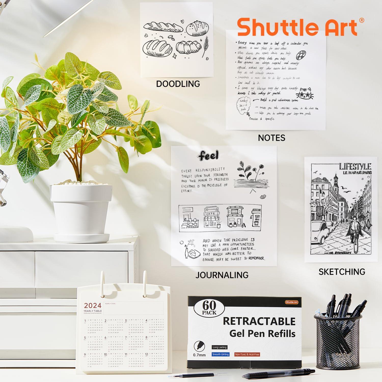 Recargas de bolígrafo de gel Shuttle Art 60 unidades 0.7mm negro