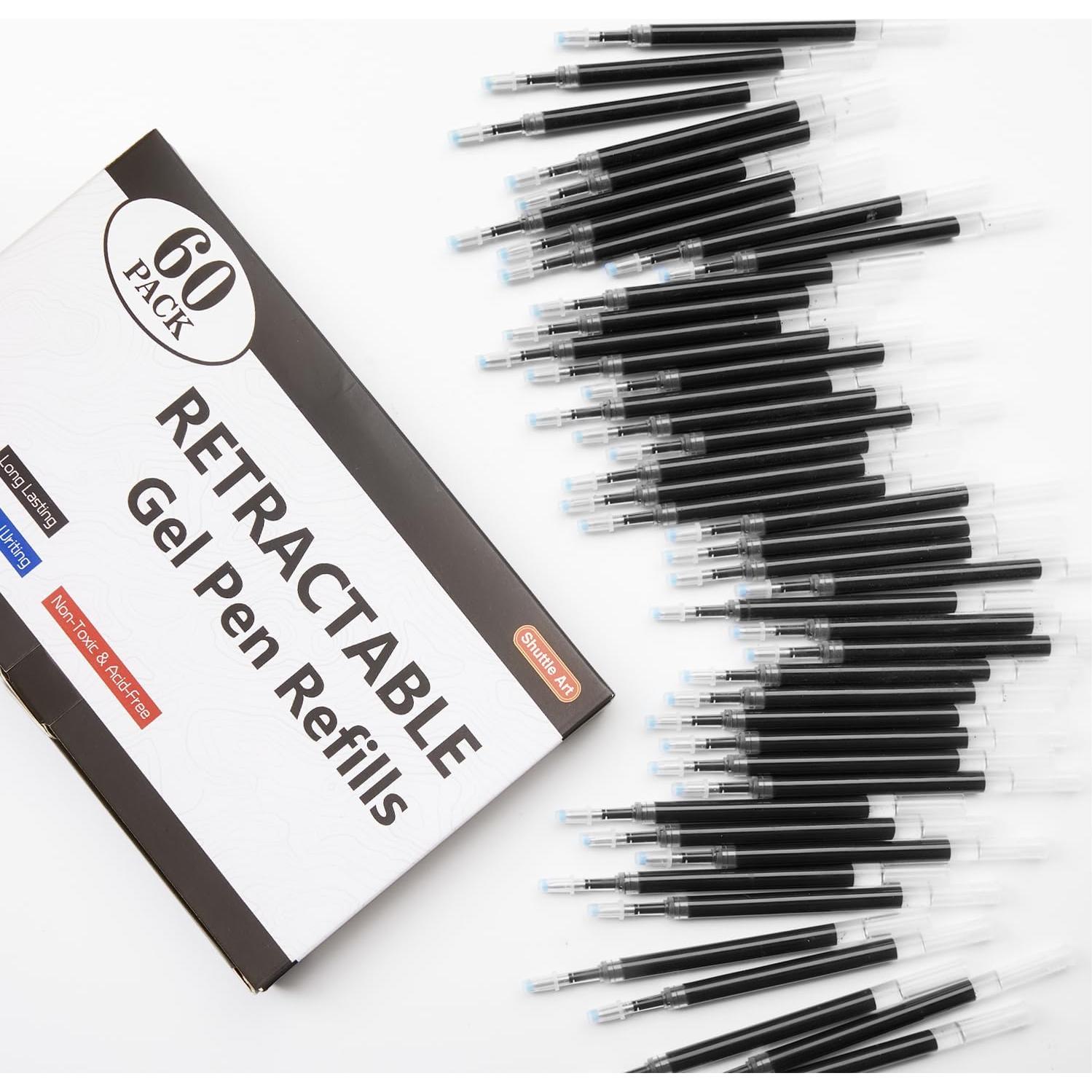 Recargas de bolígrafo de gel Shuttle Art 60 unidades 0.7mm negro