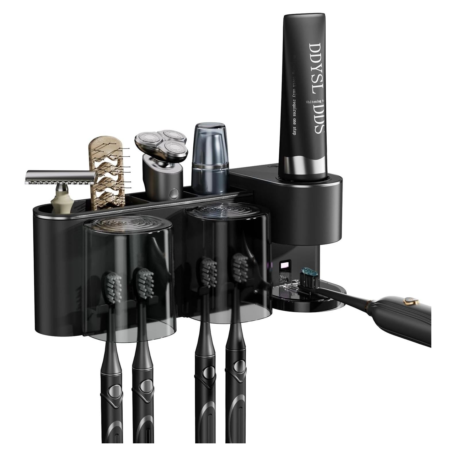 Dispensador Automático de Pasta de Dientes Blancel Negro 4 Espacios