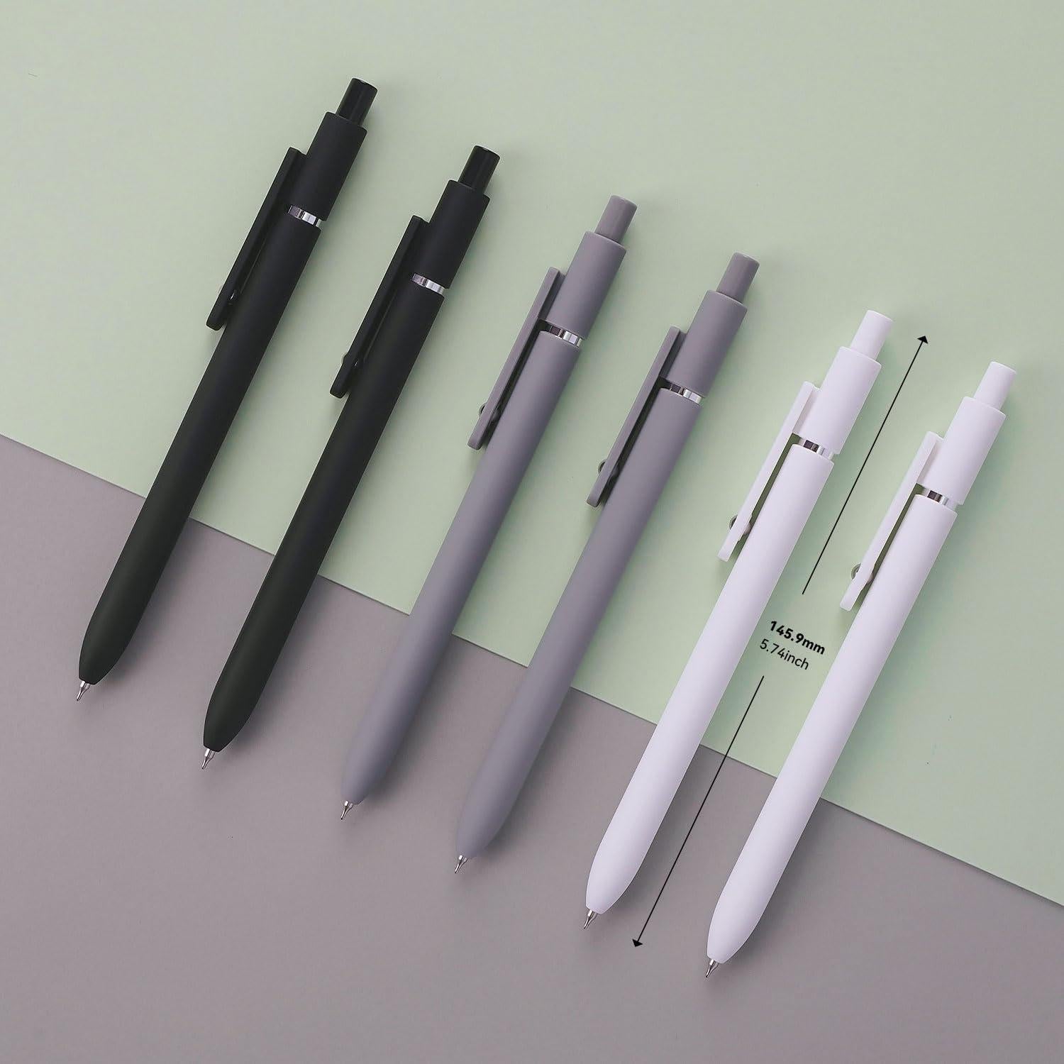 Bolígrafos de Gel FIOVER 0.5mm 6Pcs Tinta Negra Suave