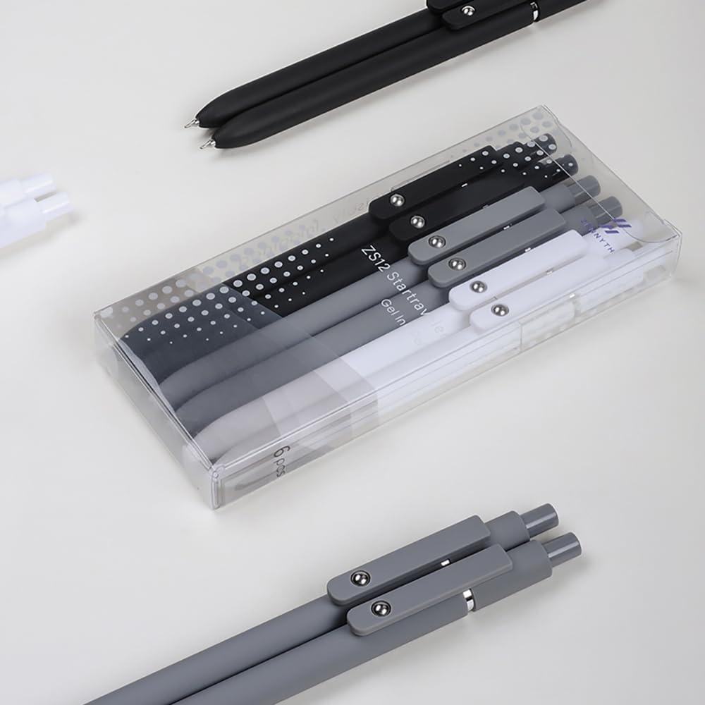 Bolígrafos de Gel FIOVER 0.5mm 6Pcs Tinta Negra Suave
