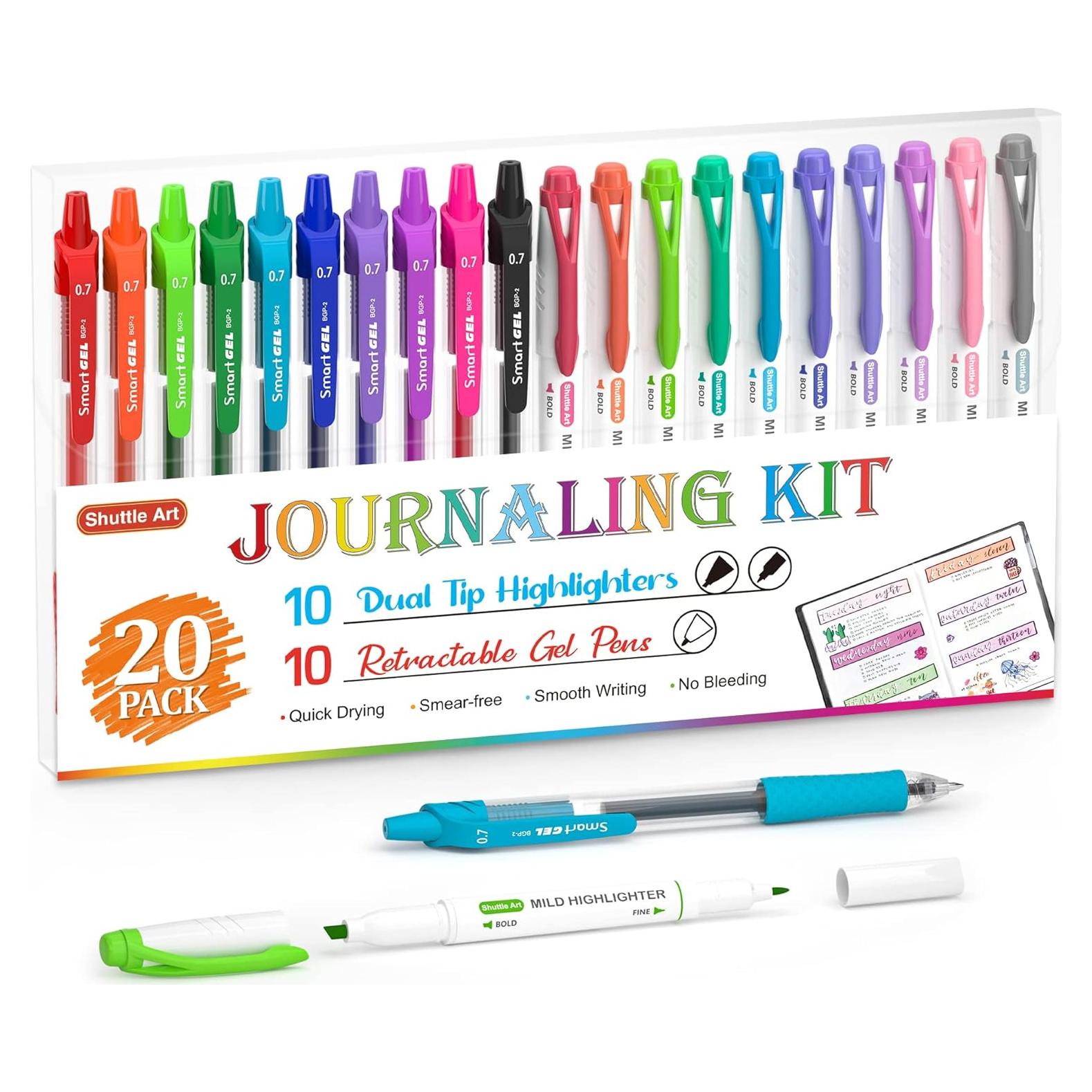Kit de Journaling Shuttle Art 20 Piezas - 10 Marcadores y 10 Bolígrafos de Gel