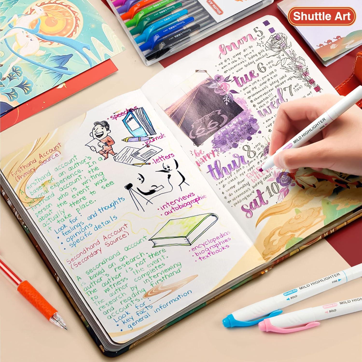 Kit de Journaling Shuttle Art 20 Piezas - 10 Marcadores y 10 Bolígrafos de Gel