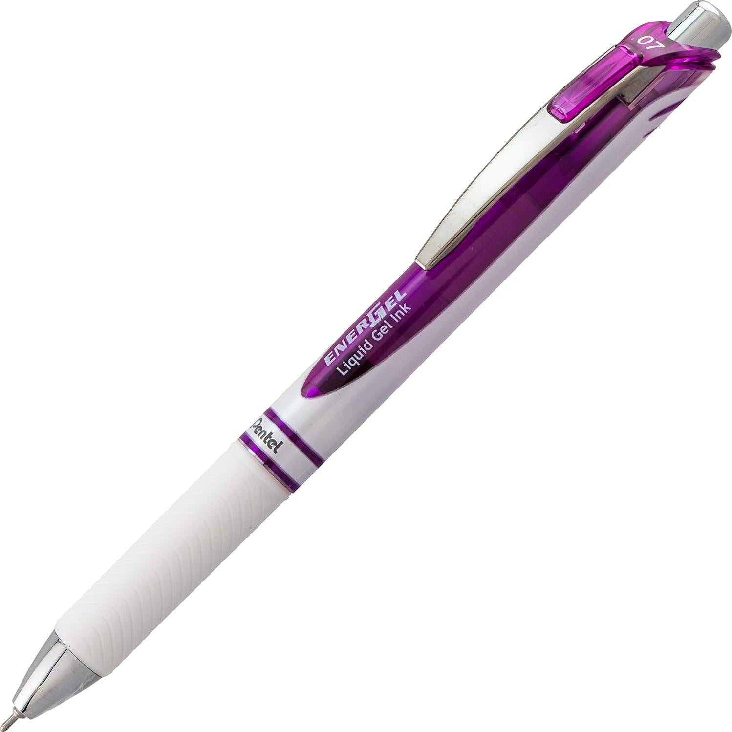 Pentel EnerGel Pearl RTX Retractable Gel Pen, 0.7mm Needle Tip, 2 Pack, Violet Ink (BLN77WBP2V)