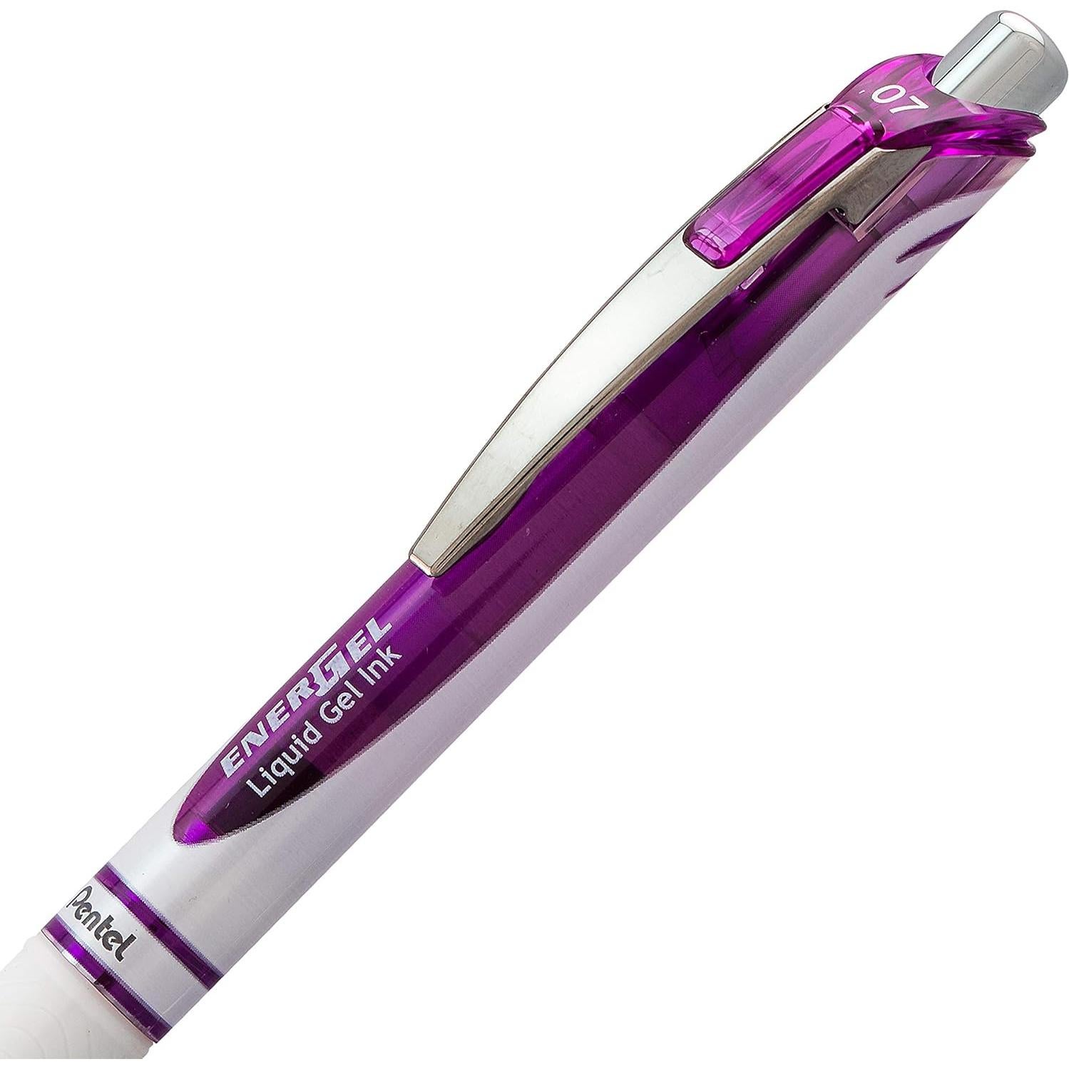 Pentel EnerGel Pearl RTX Retractable Gel Pen, 0.7mm Needle Tip, 2 Pack, Violet Ink (BLN77WBP2V)