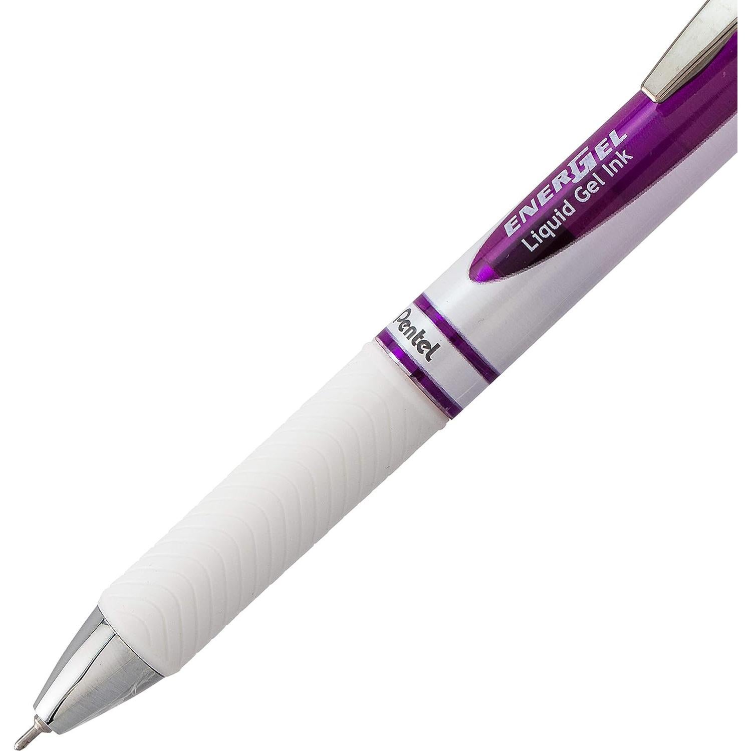 Pentel EnerGel Pearl RTX Retractable Gel Pen, 0.7mm Needle Tip, 2 Pack, Violet Ink (BLN77WBP2V)