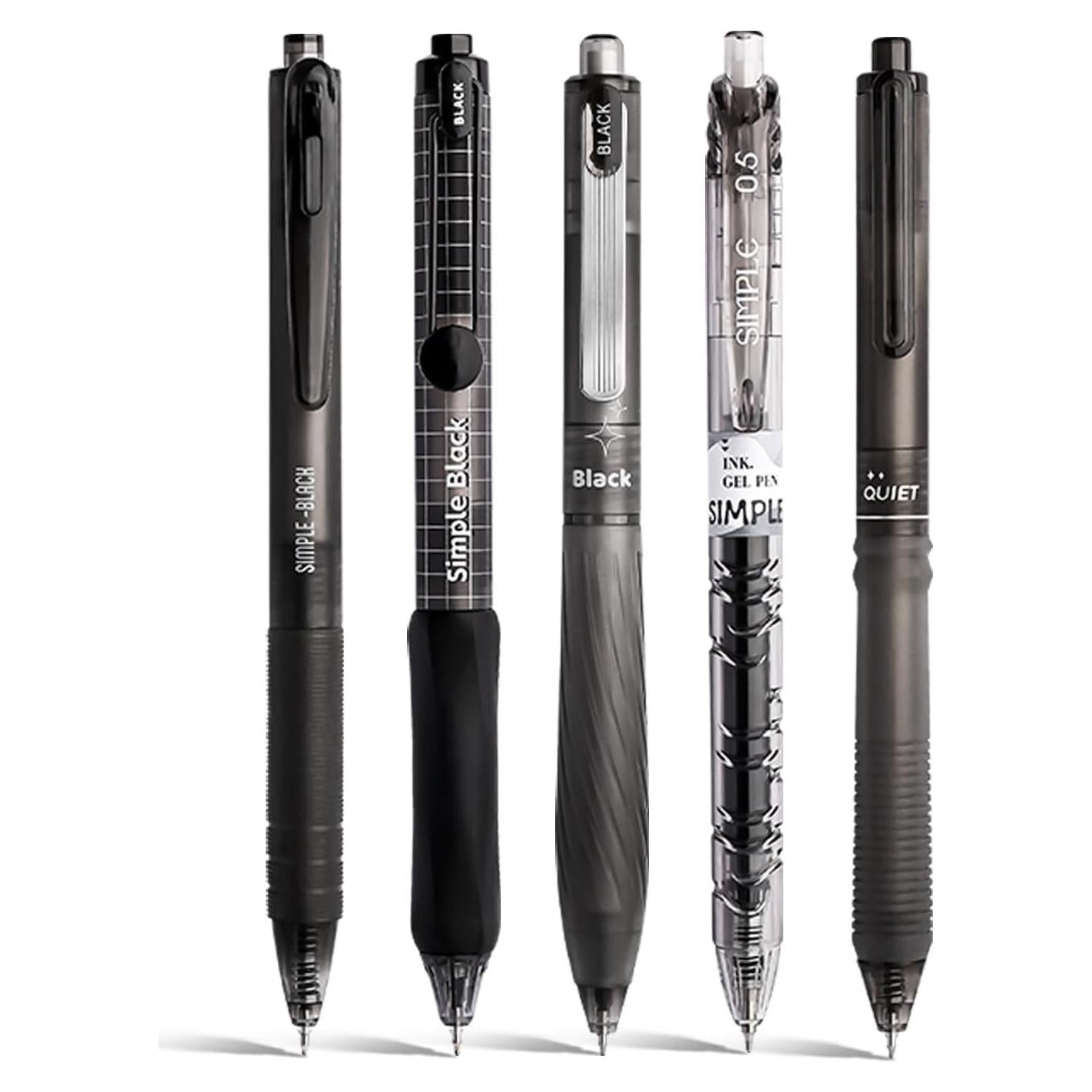 Juego de 5 bolígrafos de gel VideMundi 0.5mm negro pastel