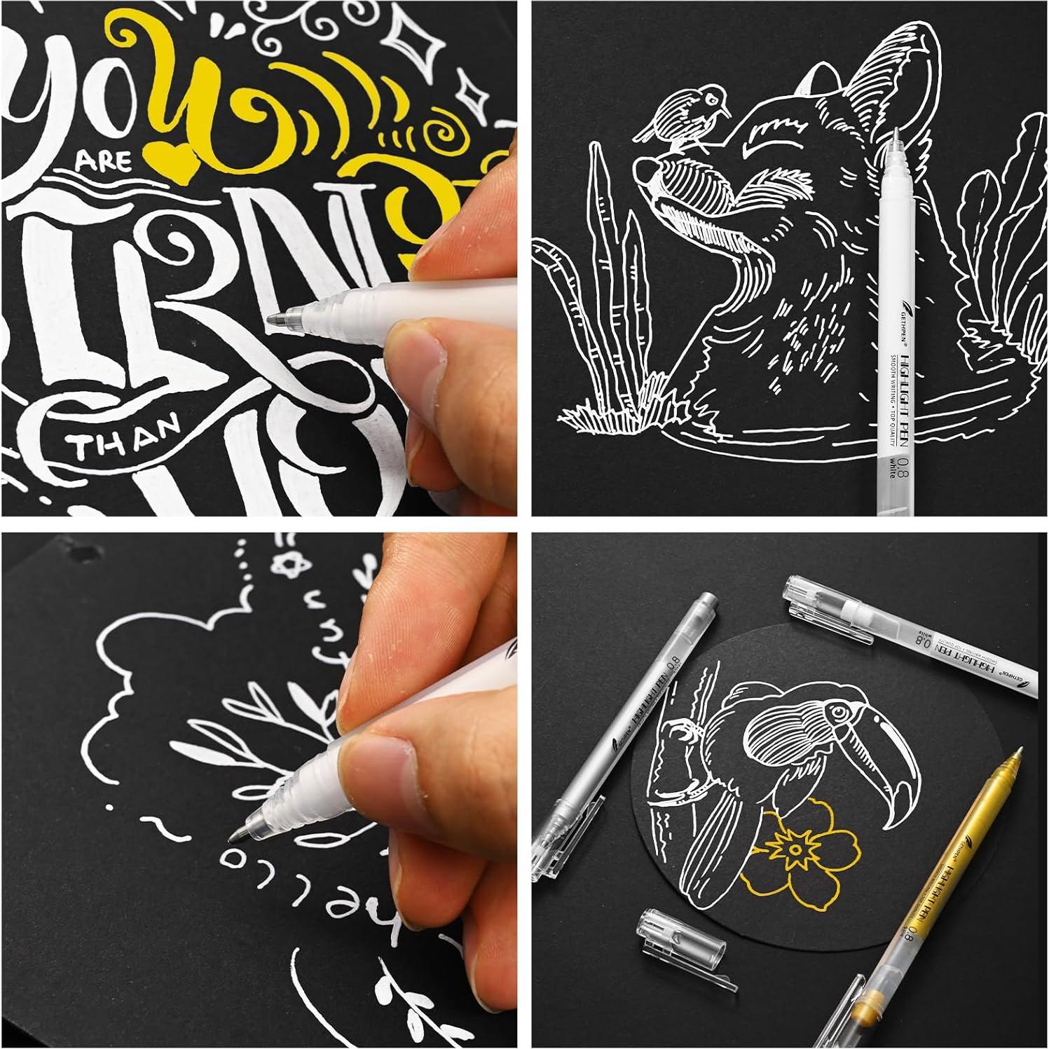 Bolígrafos de Gel Blancos GETHPEN 0.8mm Paquete de 10